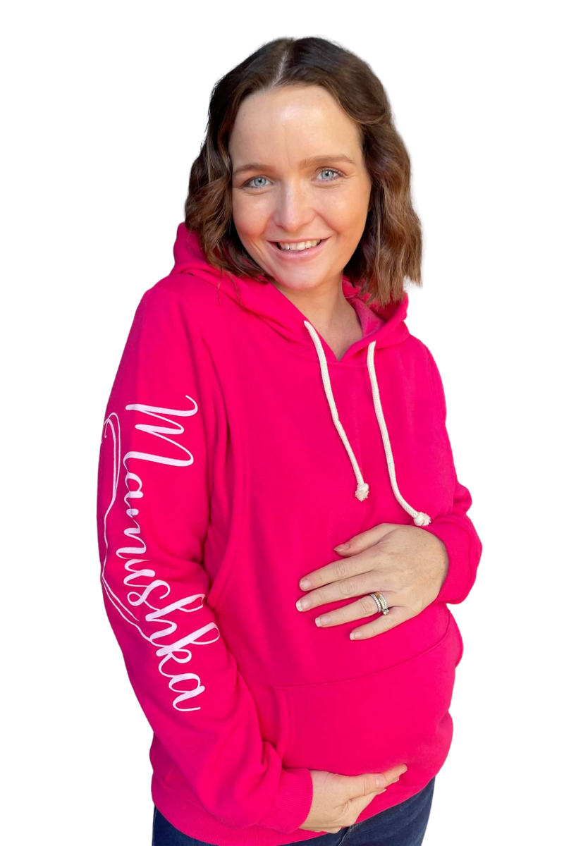 Mamushka Fleece Lined Maternity & Nursing Hoodie - Raspberry