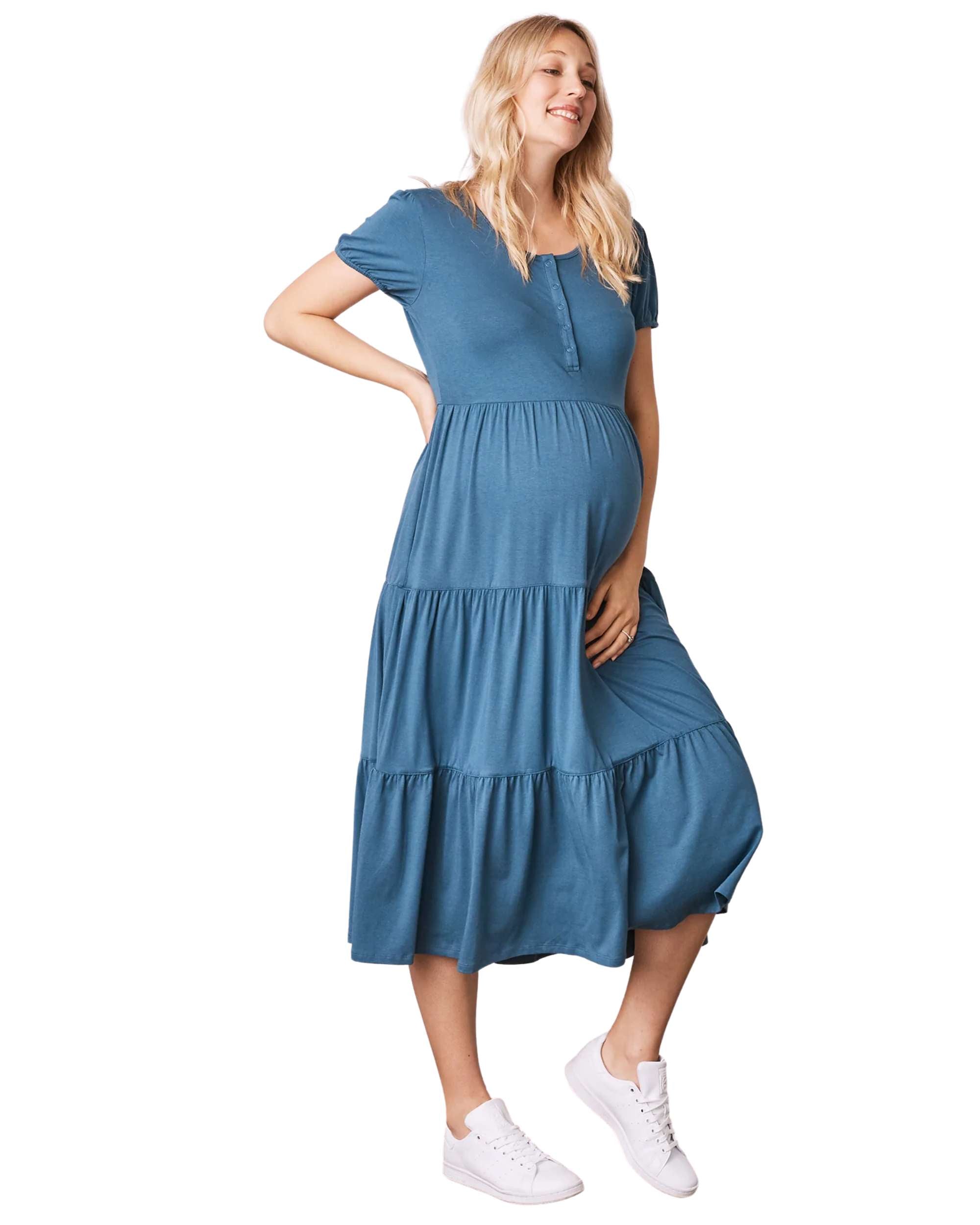 Angel Maternity 'Valerie' Bamboo Midi Dress - Breezy Blue