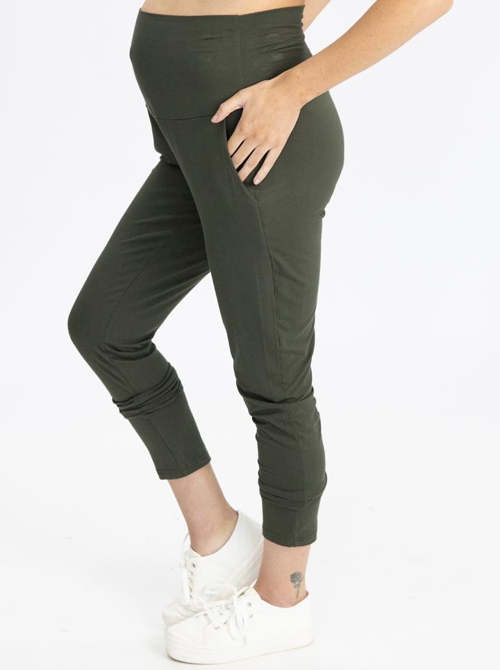 'Eden' Bamboo Maternity Lounge Pants - Khaki Green