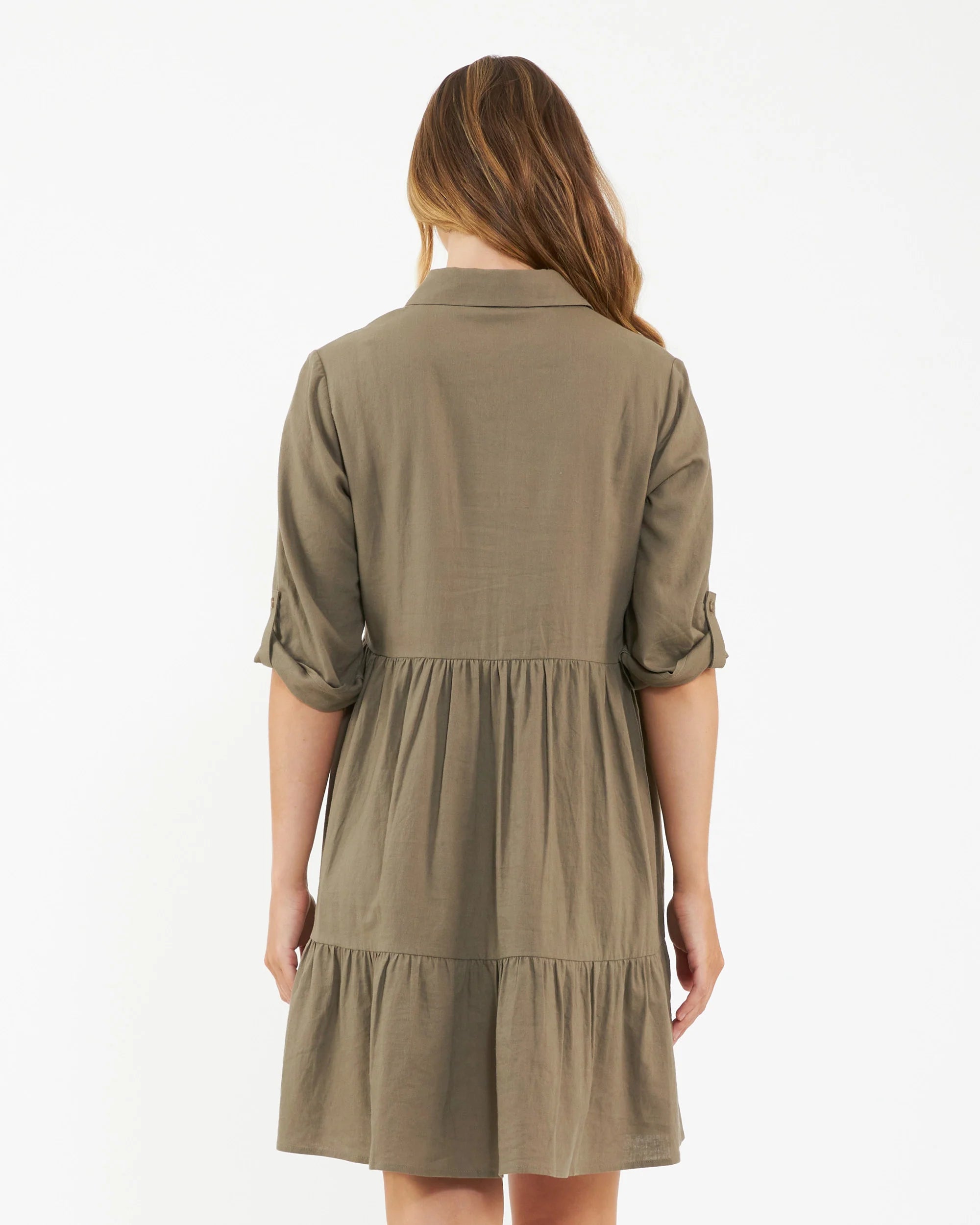 &#39;Adel&#39; Linen Maternity Dress - Olive Green