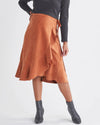 &#39;Christie&#39; Vegan-Suede Wrap Midi Skirt - Honey