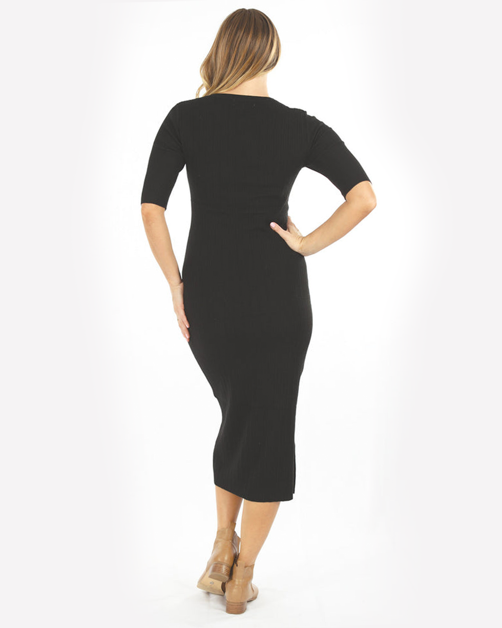 &#39;Annabella&#39; Nursing Knit Dress - Black
