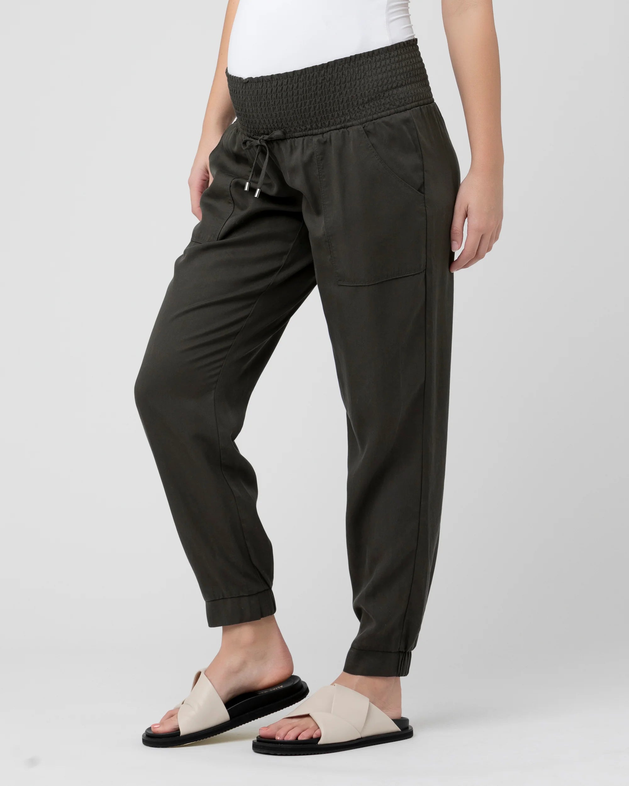 &#39;Off Duty&#39; Tencel Maternity Pants - Olive