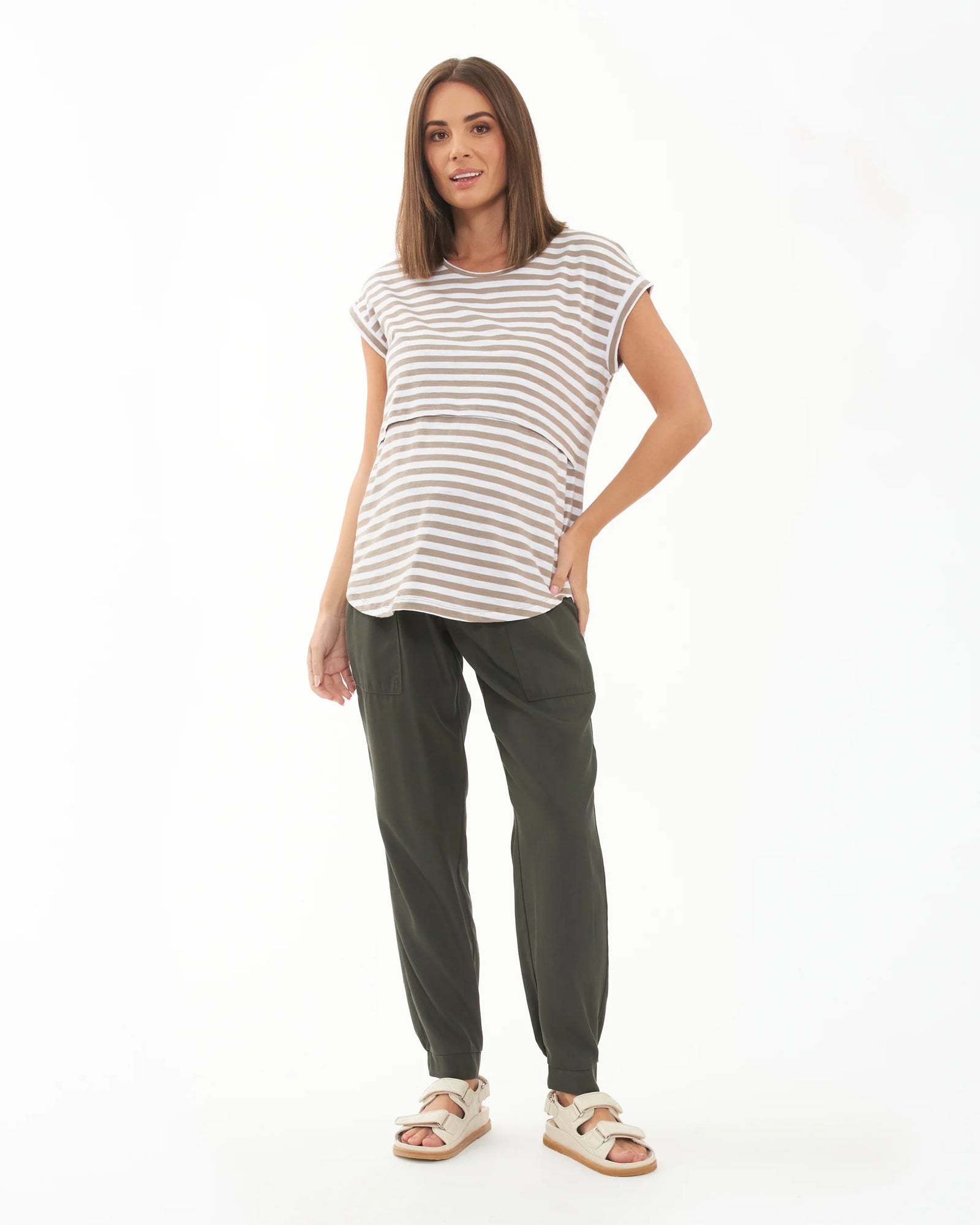 'Off Duty' Tencel Maternity Pants - Olive