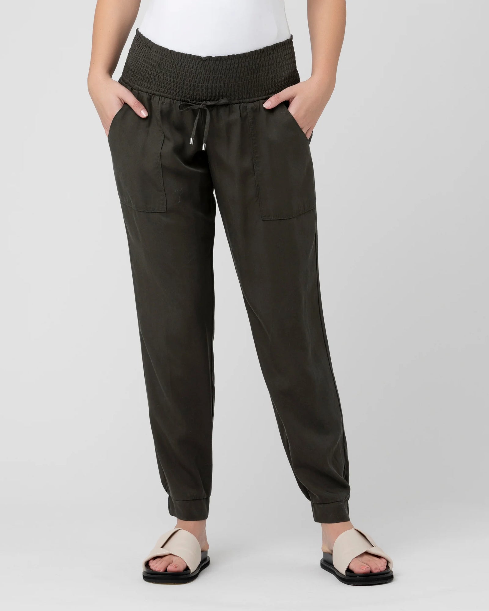 'Off Duty' Tencel Maternity Pants - Olive