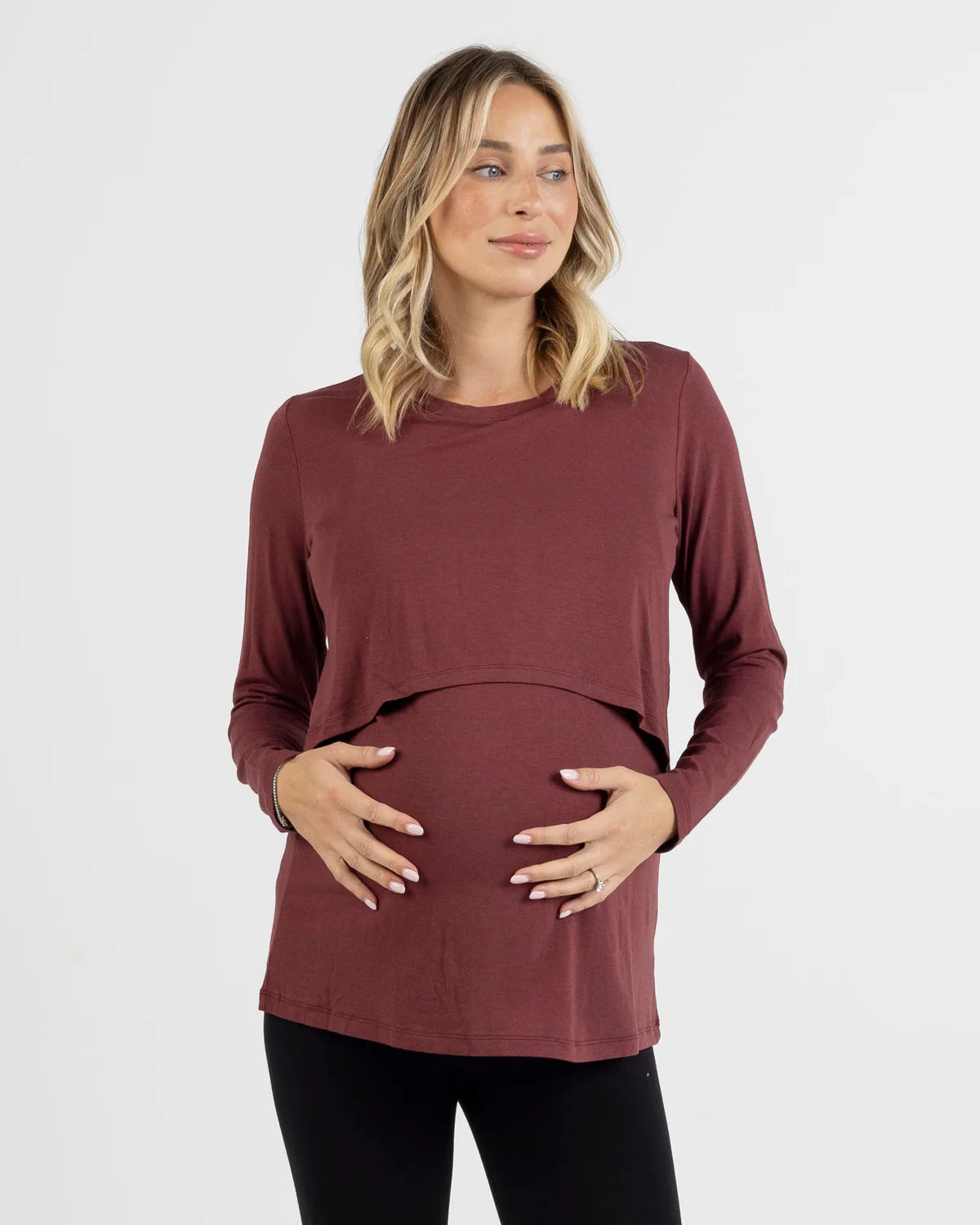 Leonie Maternity/Nursing Flip Panel Top - Burgundy