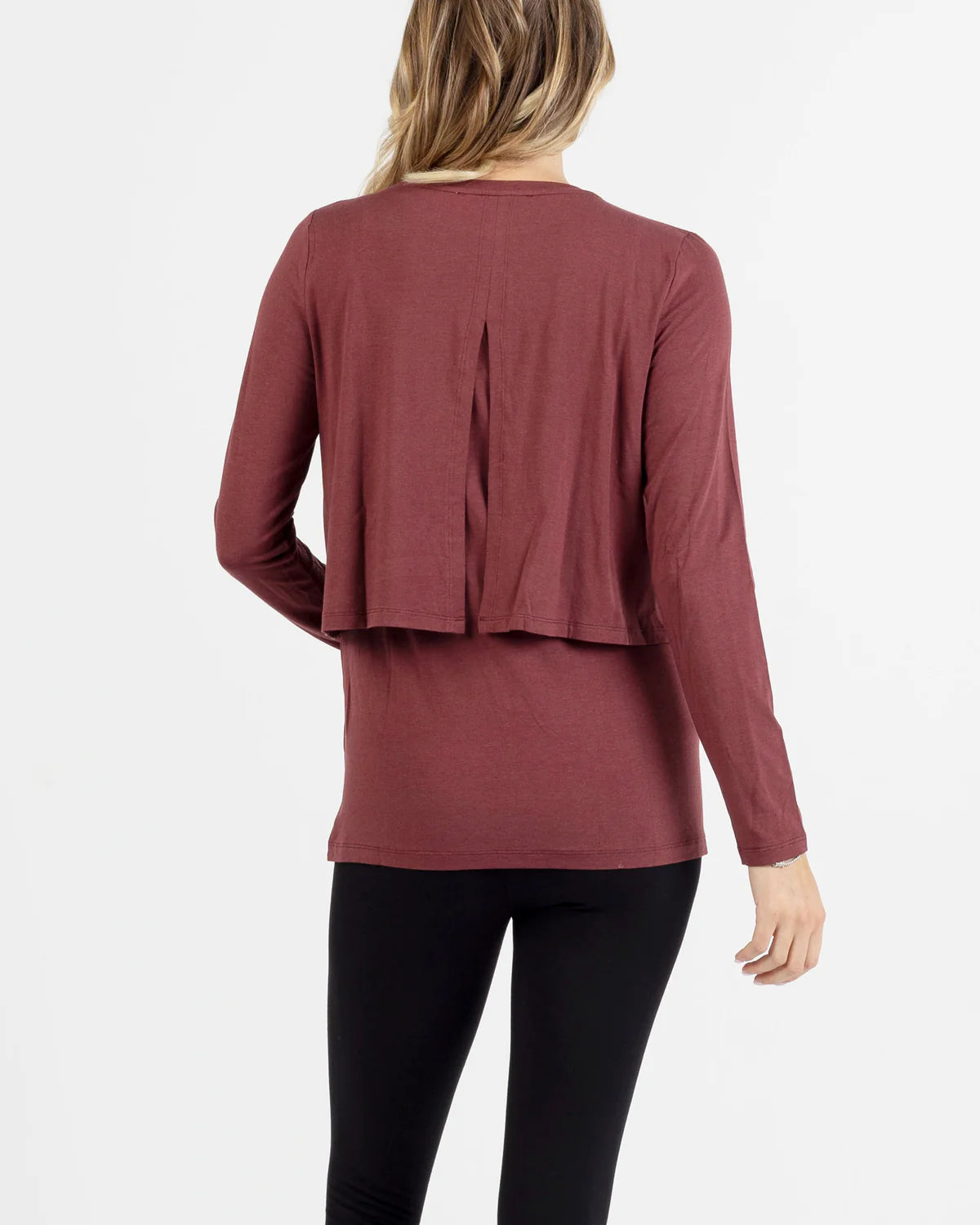 Leonie Maternity/Nursing Flip Panel Top - Burgundy