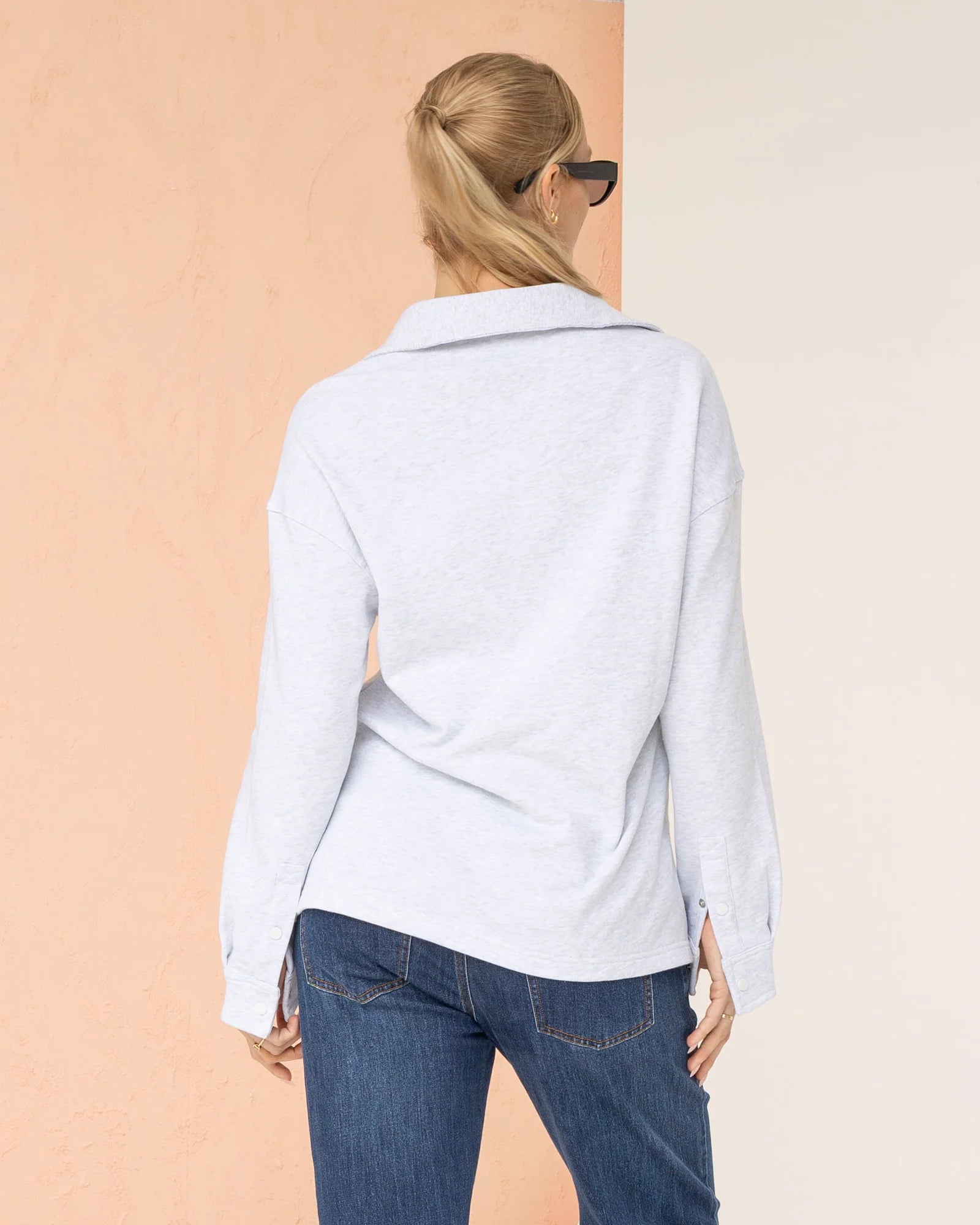 Daily Snap Collar Sweatshirt in Marl Gray