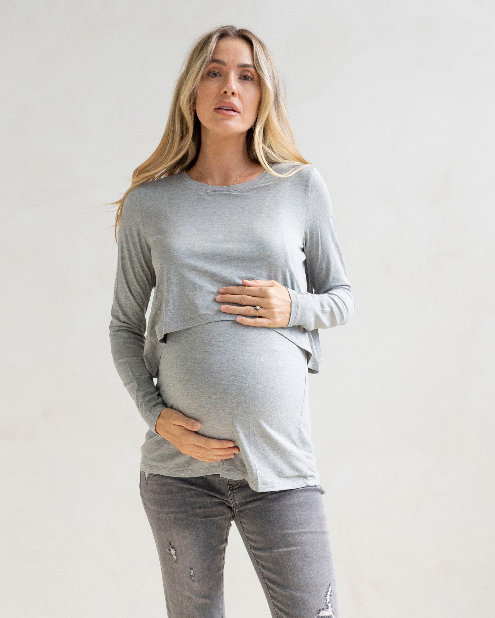 Leonie maternity/nursing top in Marl Grey