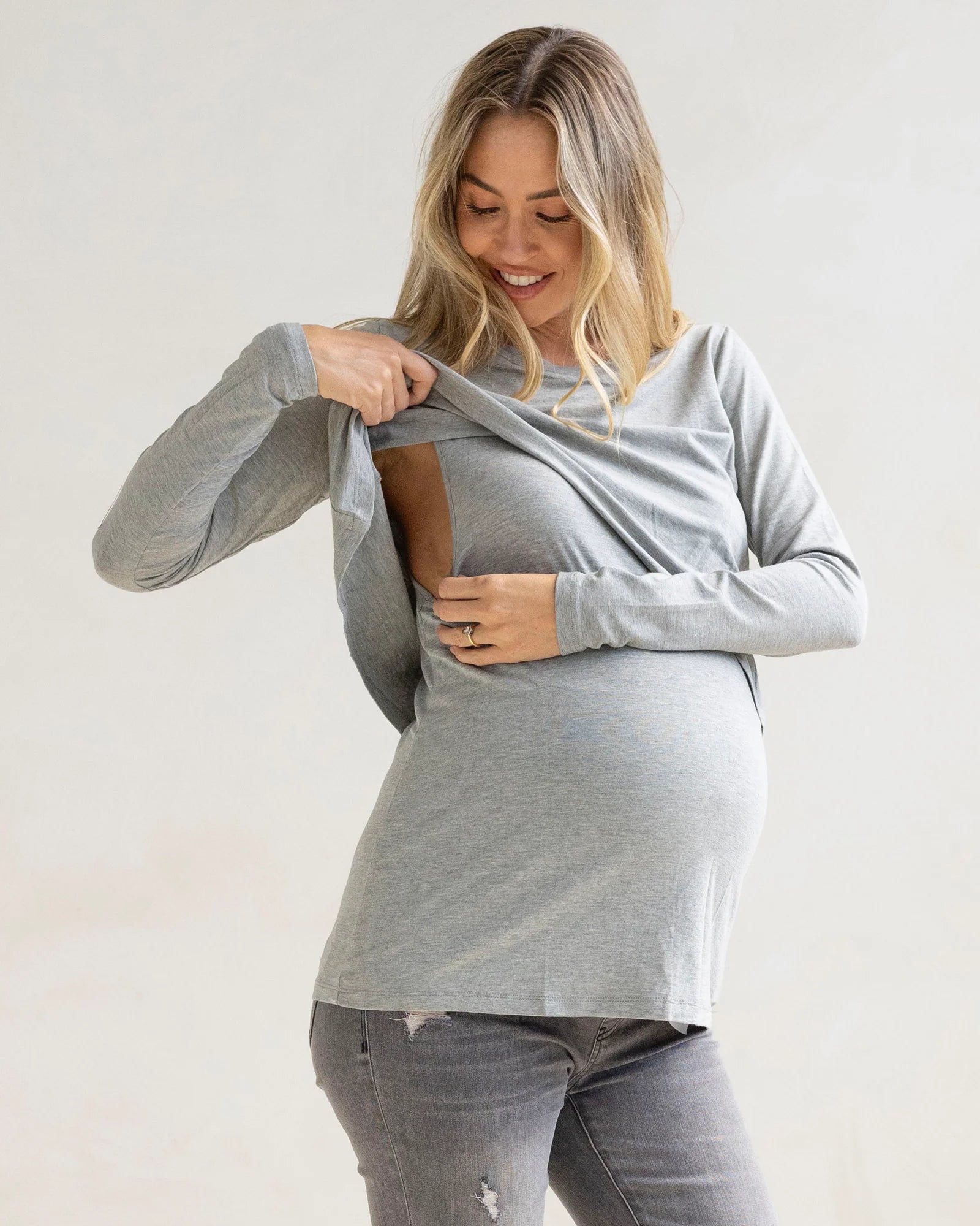 Leonie maternity/nursing top in Marl Grey