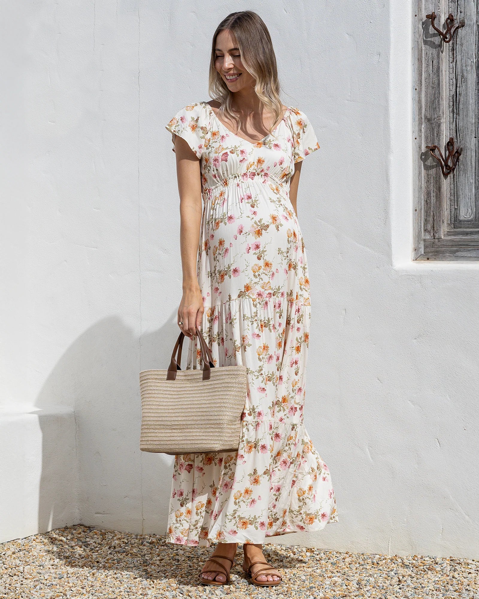 Juliette Maternity Maxi Dress - Ivory Meadow Floral