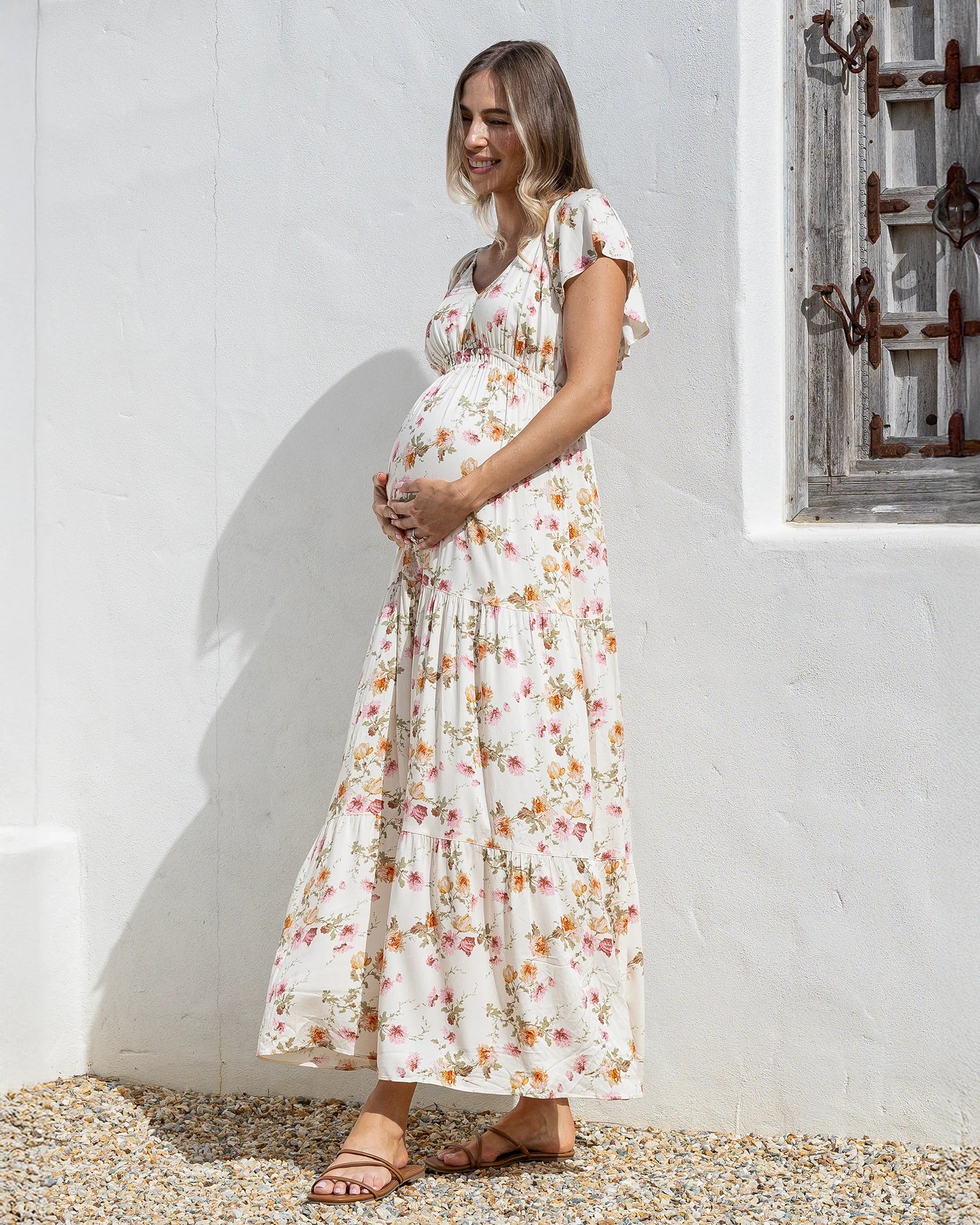 Juliette Maternity Maxi Dress - Ivory Meadow Floral