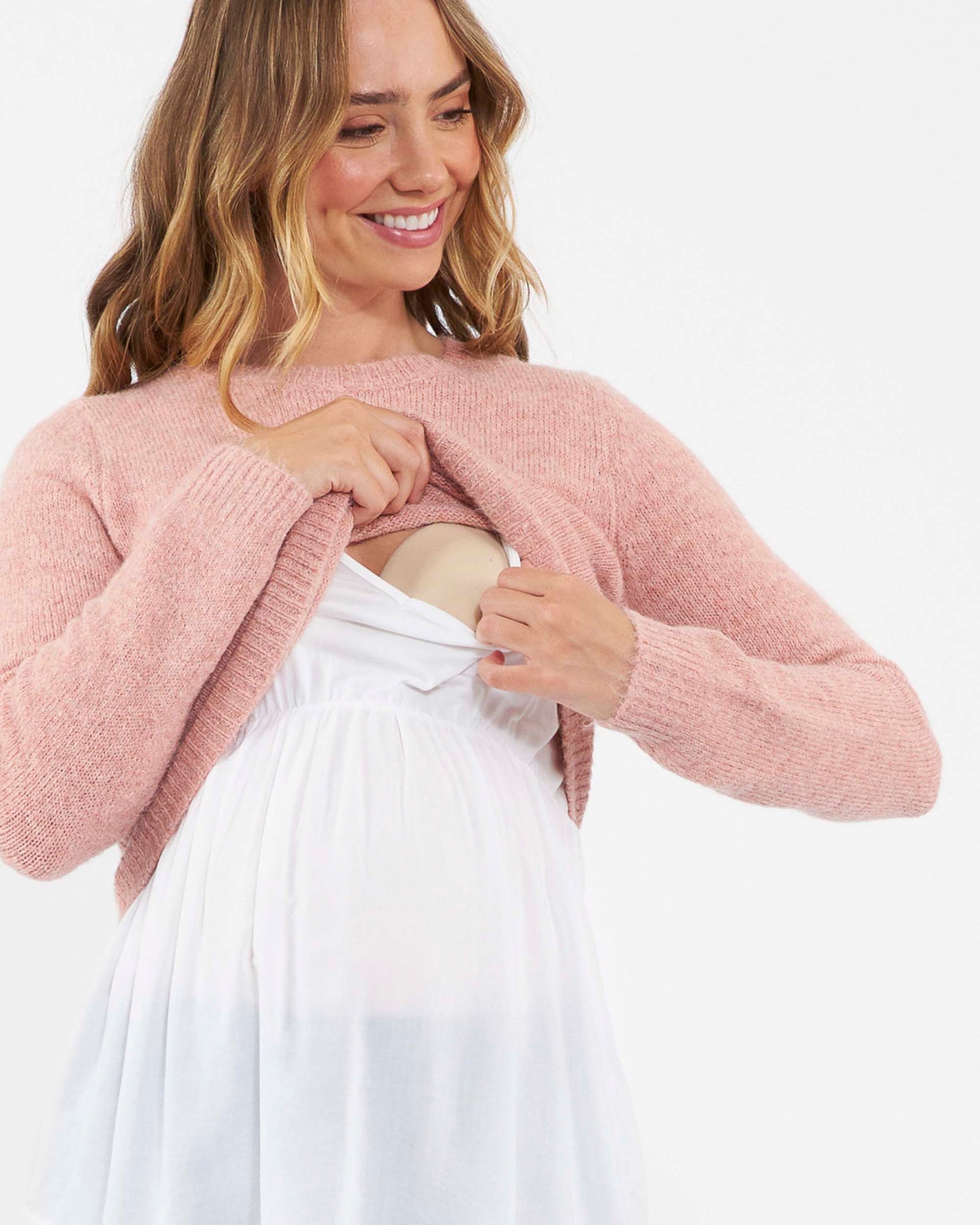 'Patty' Detachable Nursing Knit - Dusty Pink