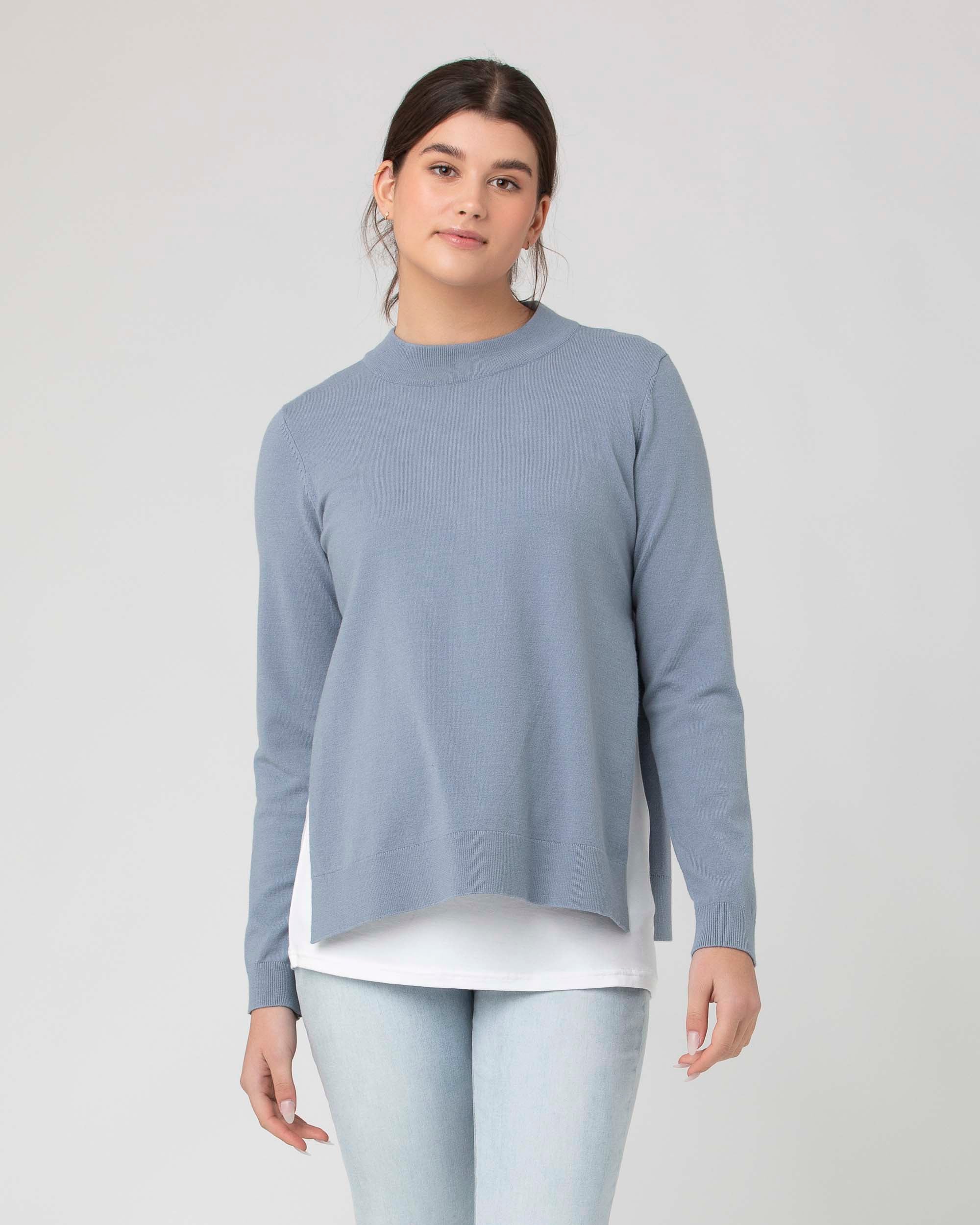 Ripe Maternity 'Morgan' Side Split Nursing Knit - Petrol