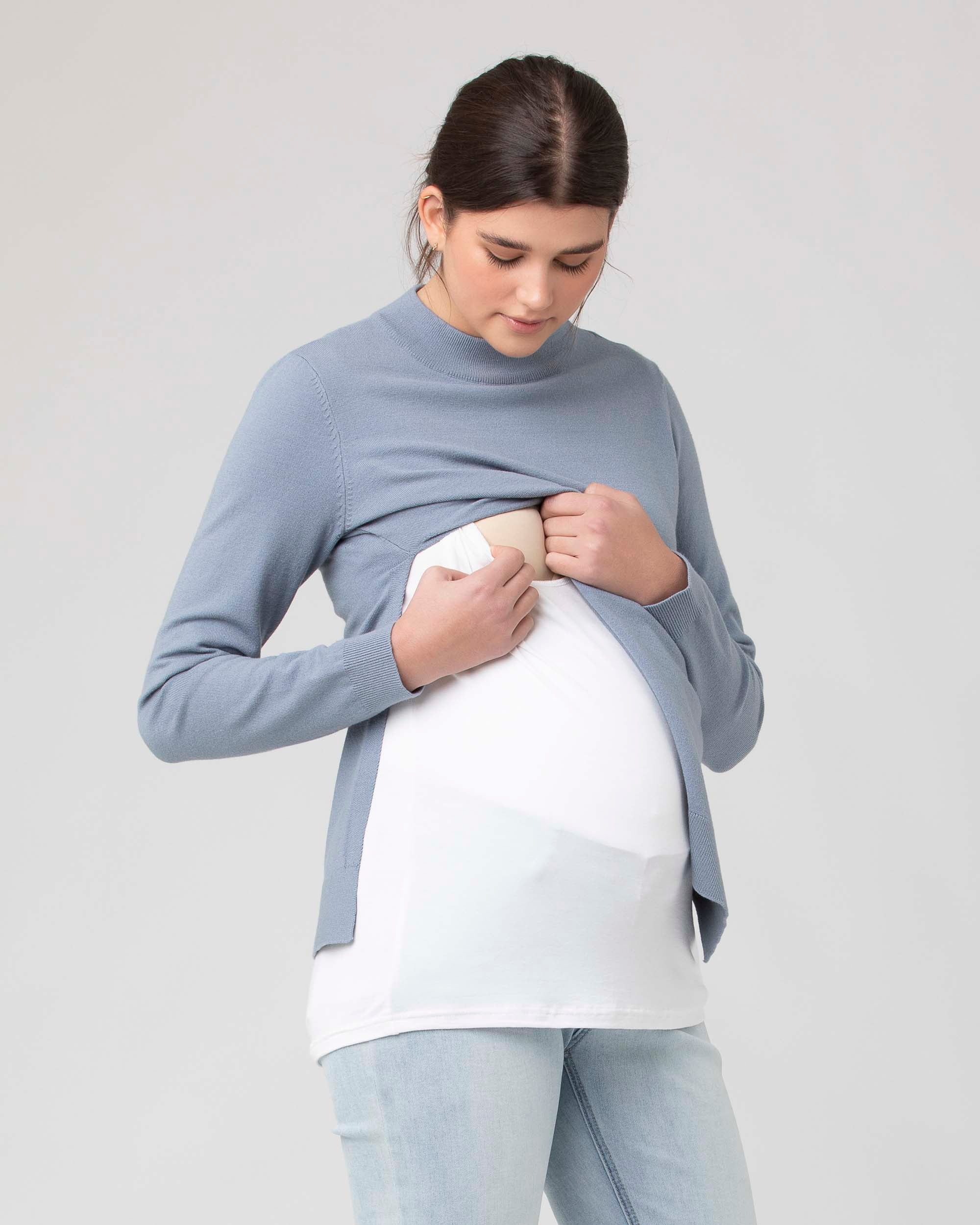 Ripe Maternity 'Morgan' Side Split Nursing Knit - Petrol