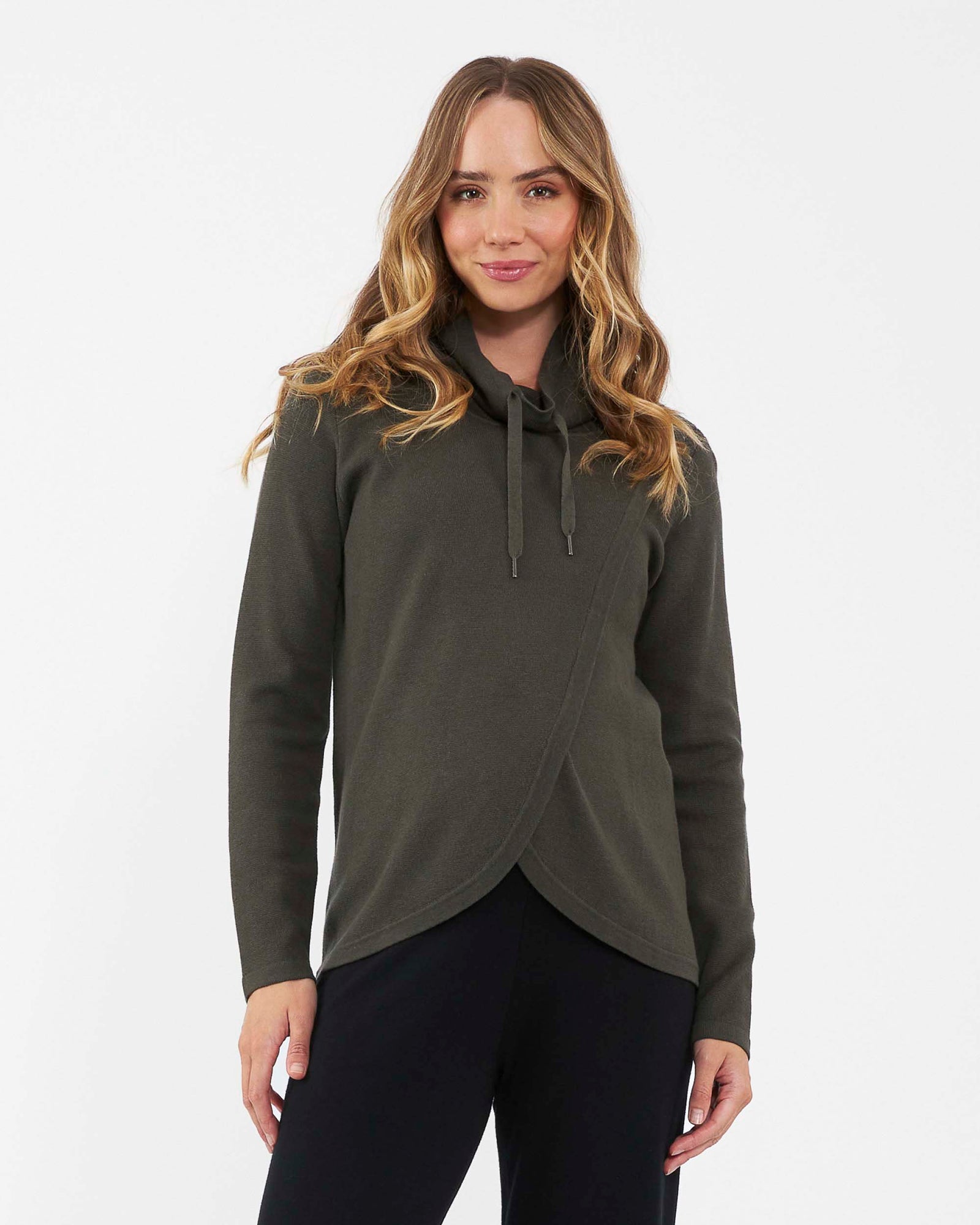 'Cassie' Crossover Nursing Knit - Khaki
