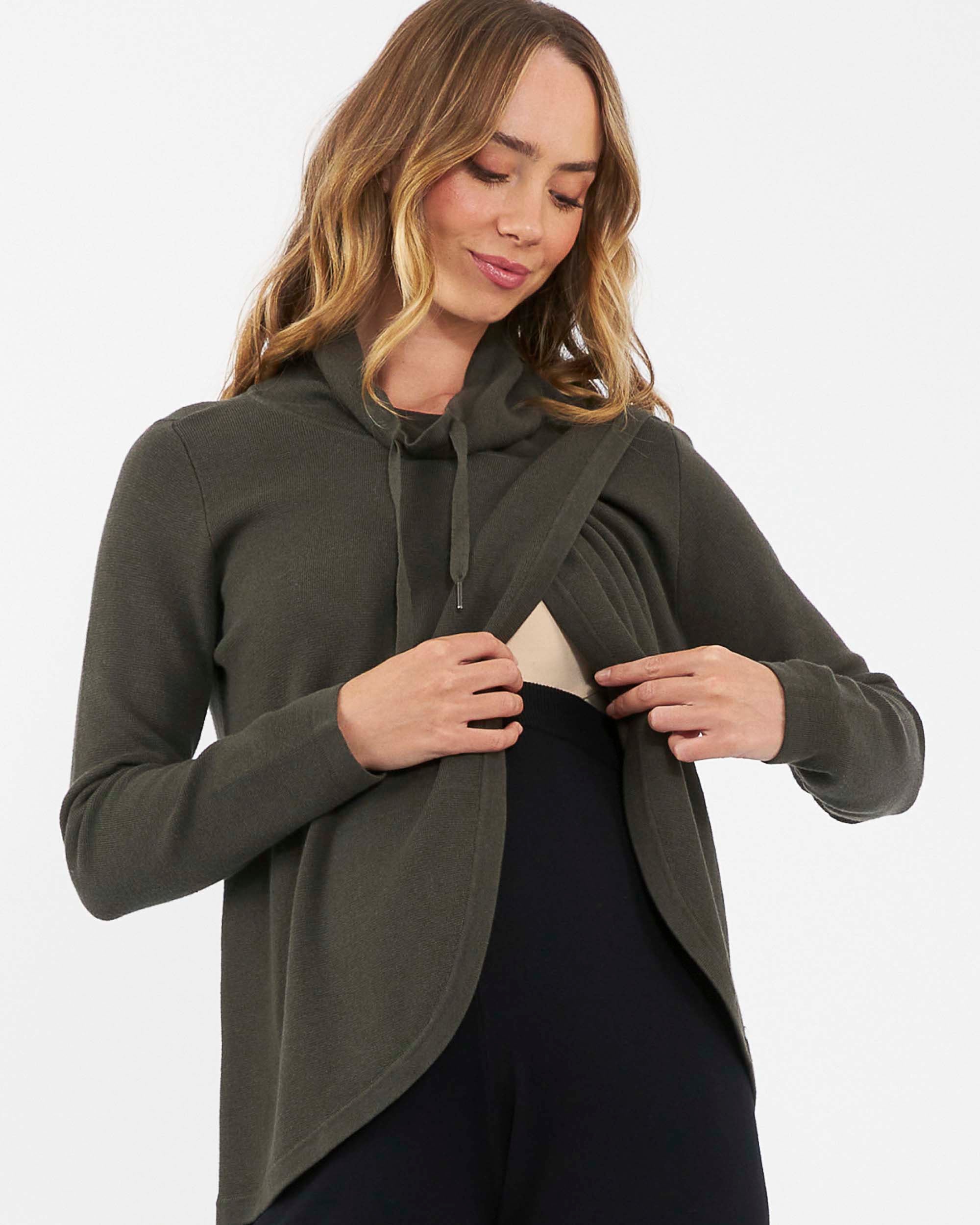 'Cassie' Crossover Nursing Knit - Khaki