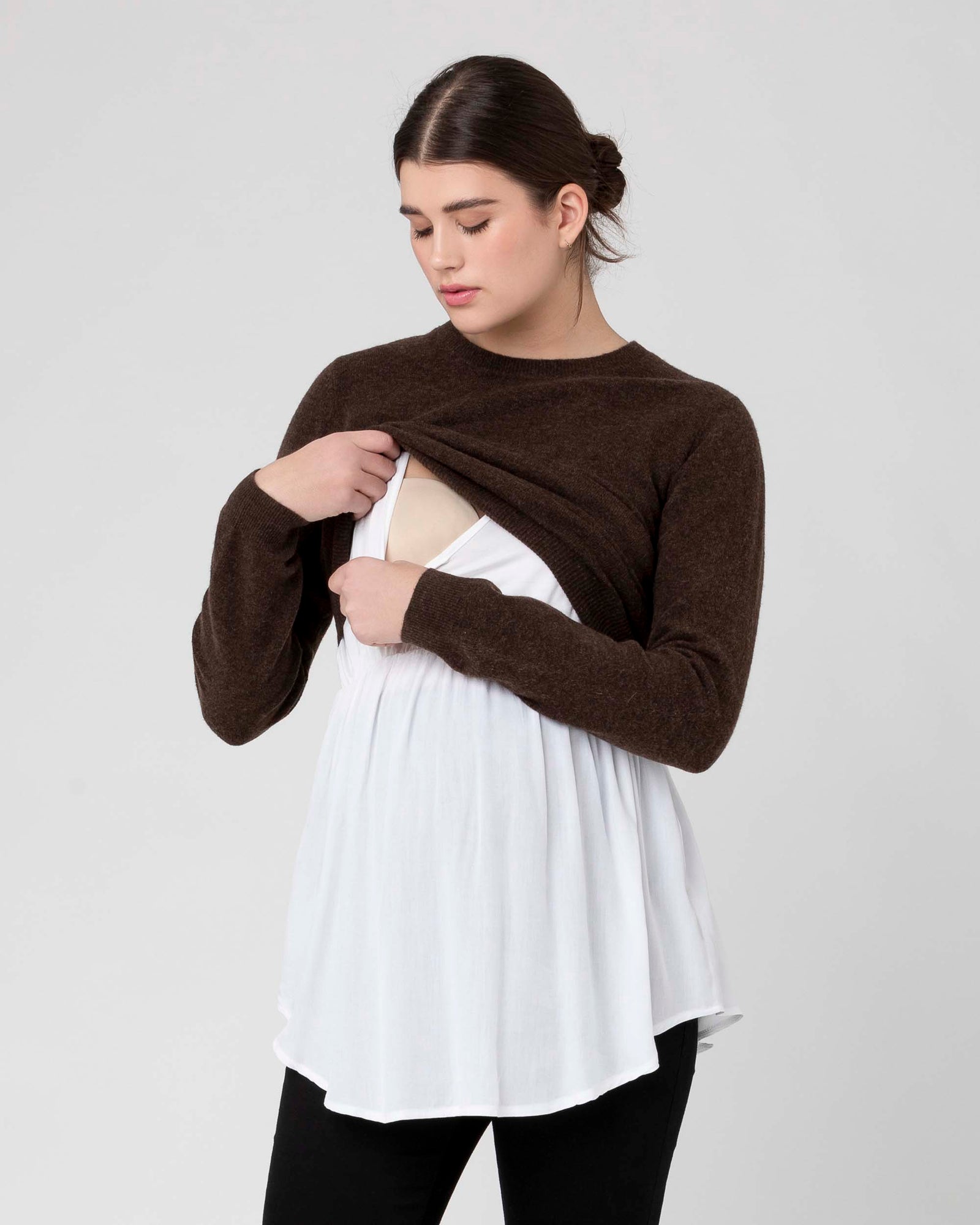 'Sandy' Nursing Knit - Chocolate