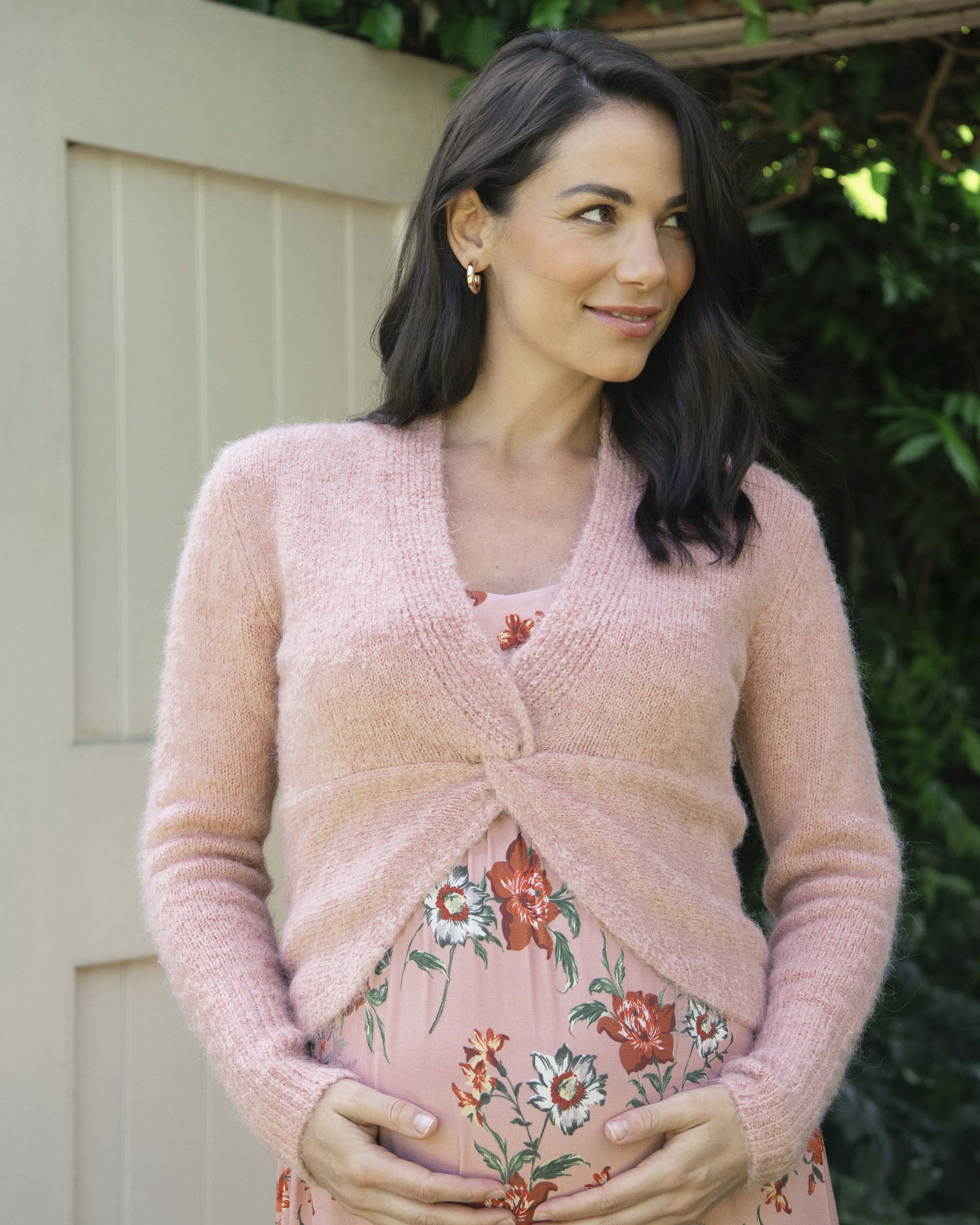 &#39;Nala&#39; Knot Front Knit - Dusty Pink