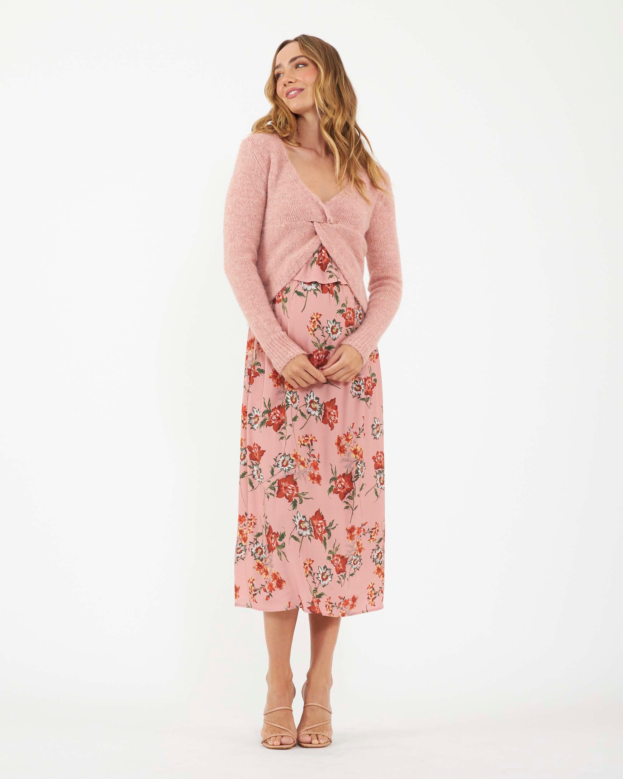 &#39;Nala&#39; Knot Front Knit - Dusty Pink
