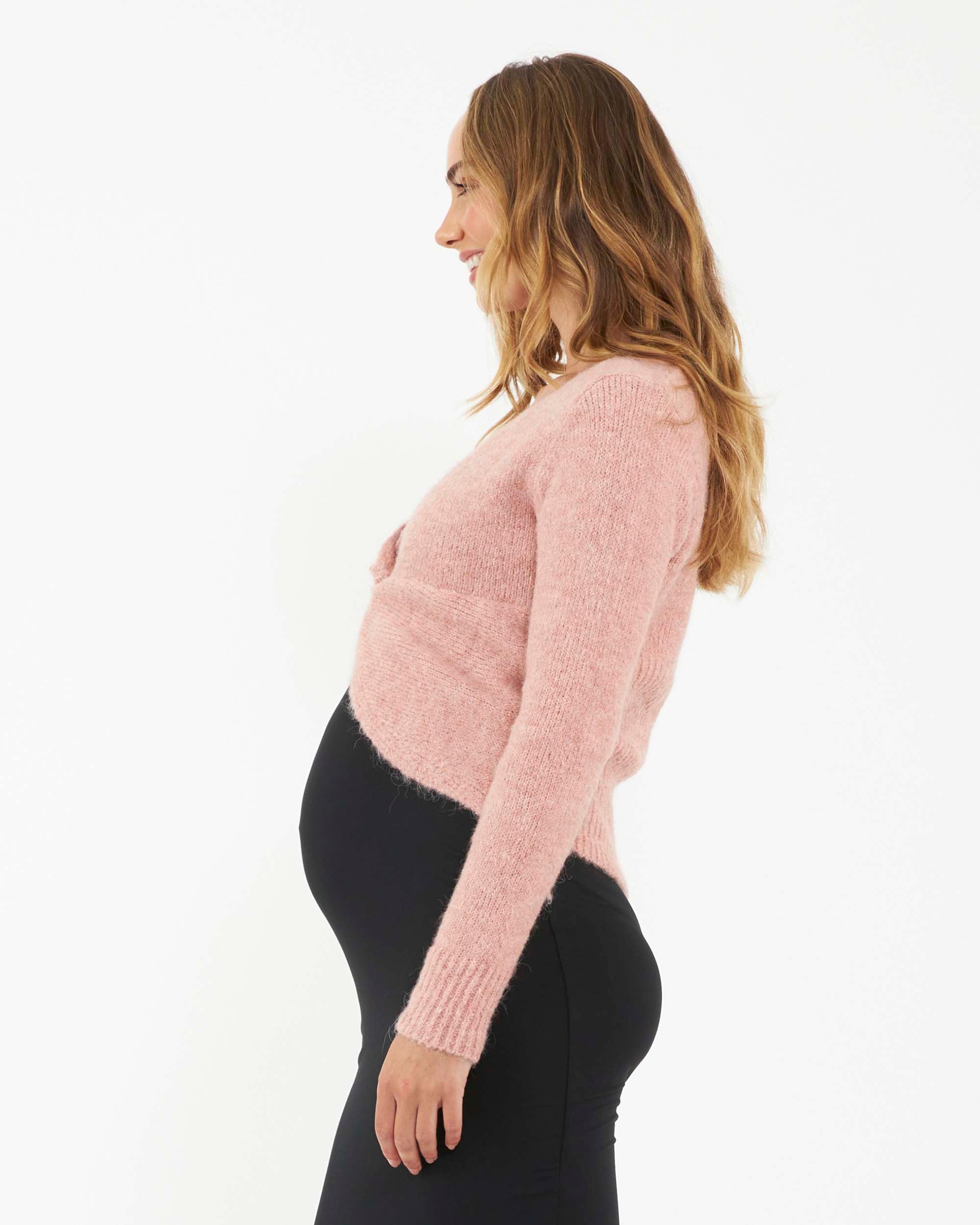 Ripe Maternity 'Nala' Knot Front Knit - Dusty Pink