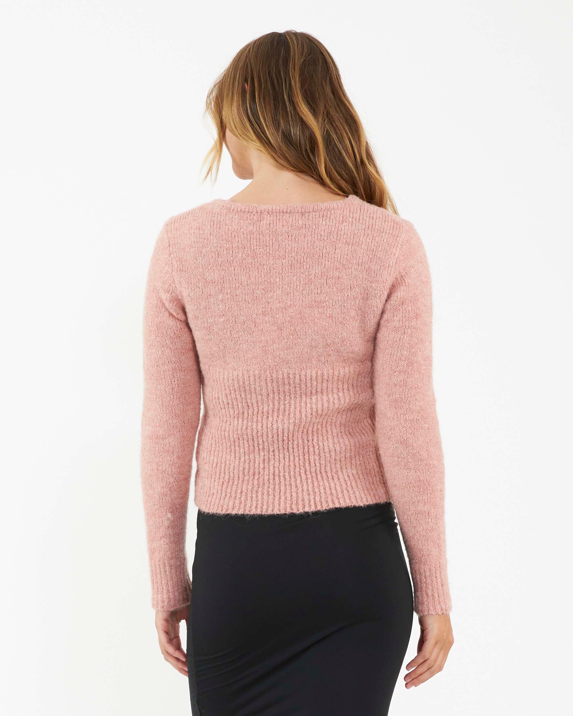 &#39;Nala&#39; Knot Front Knit - Dusty Pink