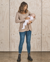 Maternity Long Sleeve Petal Front Nursing Top - Beige