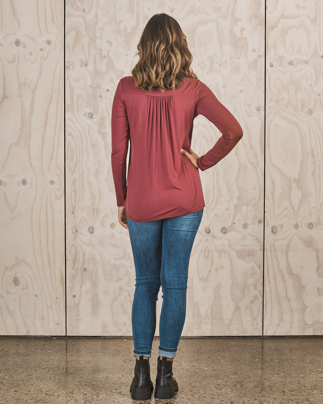 Maternity Long Sleeve Petal Front Nursing Top - Rose Pink