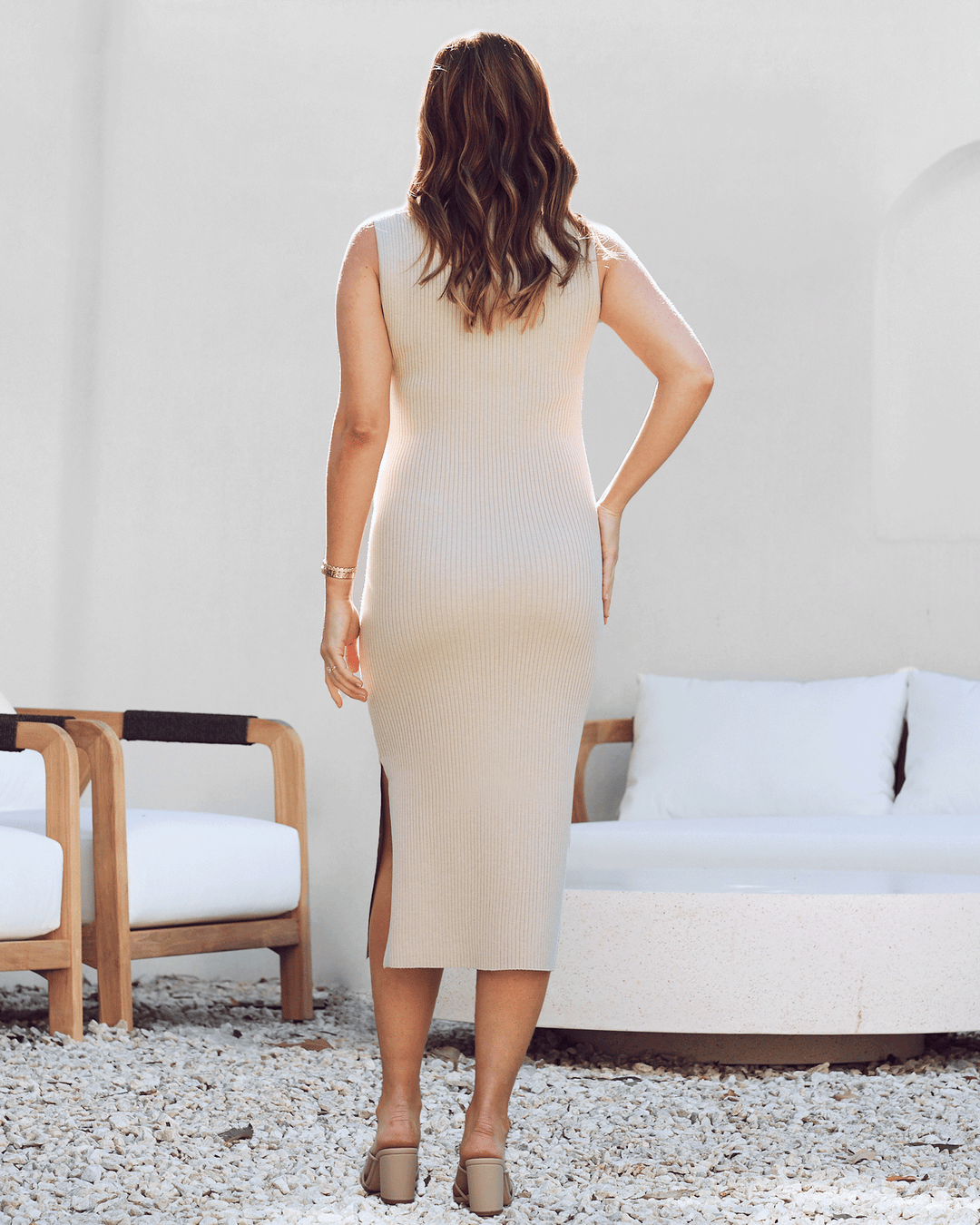 &#39;Barbara&#39; Nursing Knit Dress - Sand