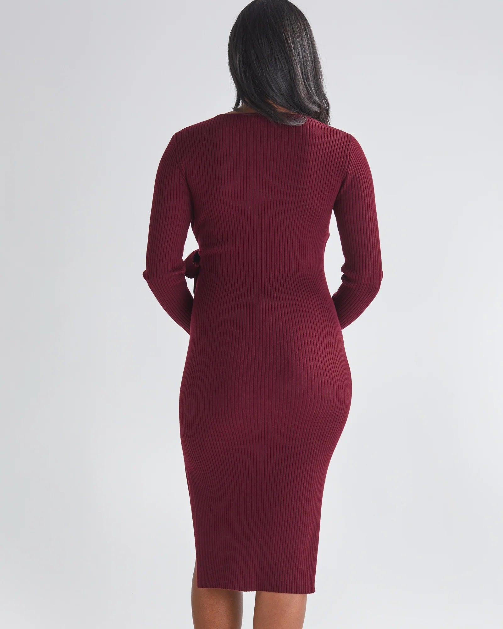 &#39;Lucille&#39; Nursing Knit Dress - Burgundy