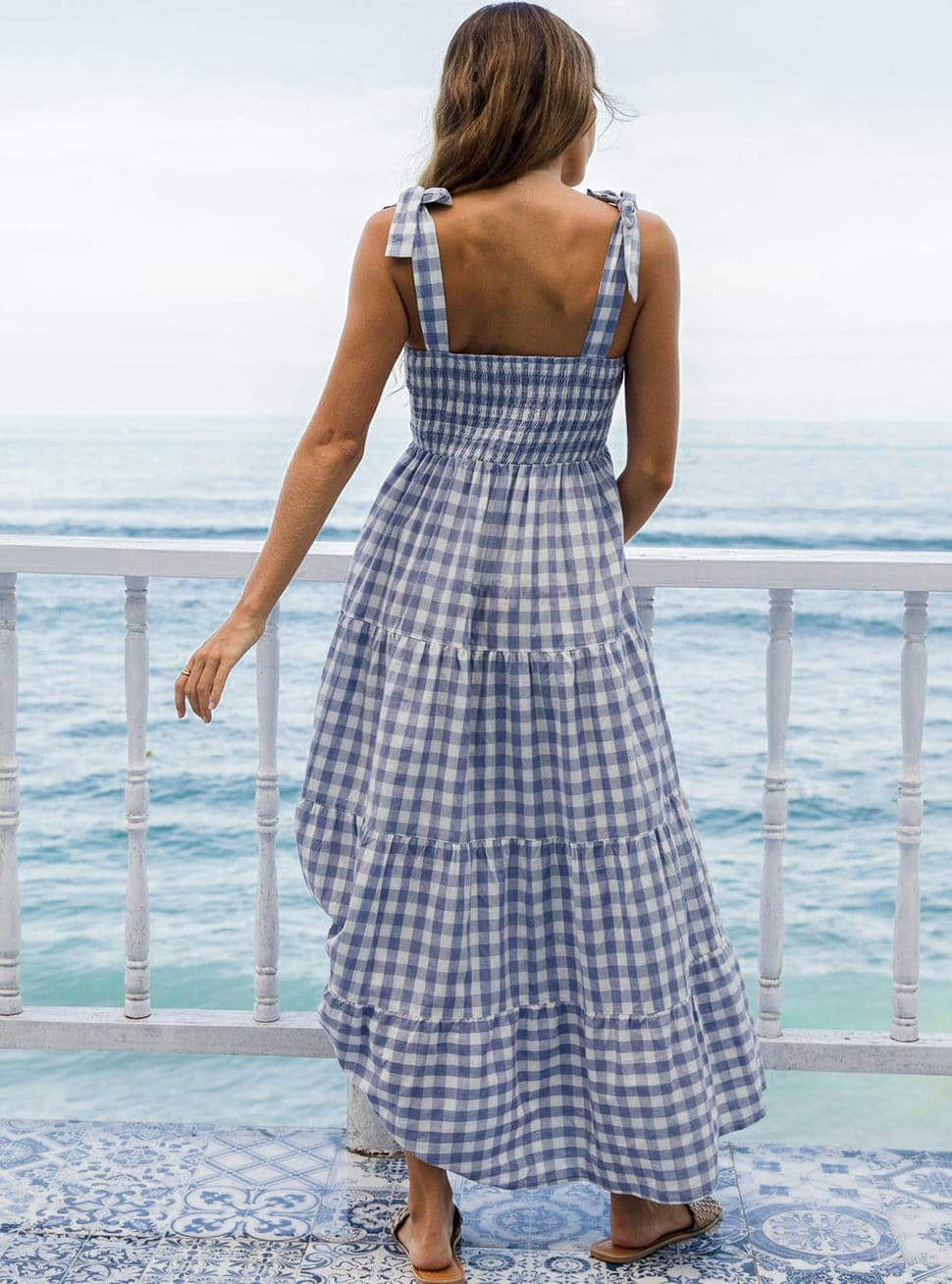 &#39;Lilliana&#39; Maternity Maxi Dress - Blue Gingham