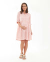 &#39;Adel&#39; Linen Nursing Dress - Soft Pink