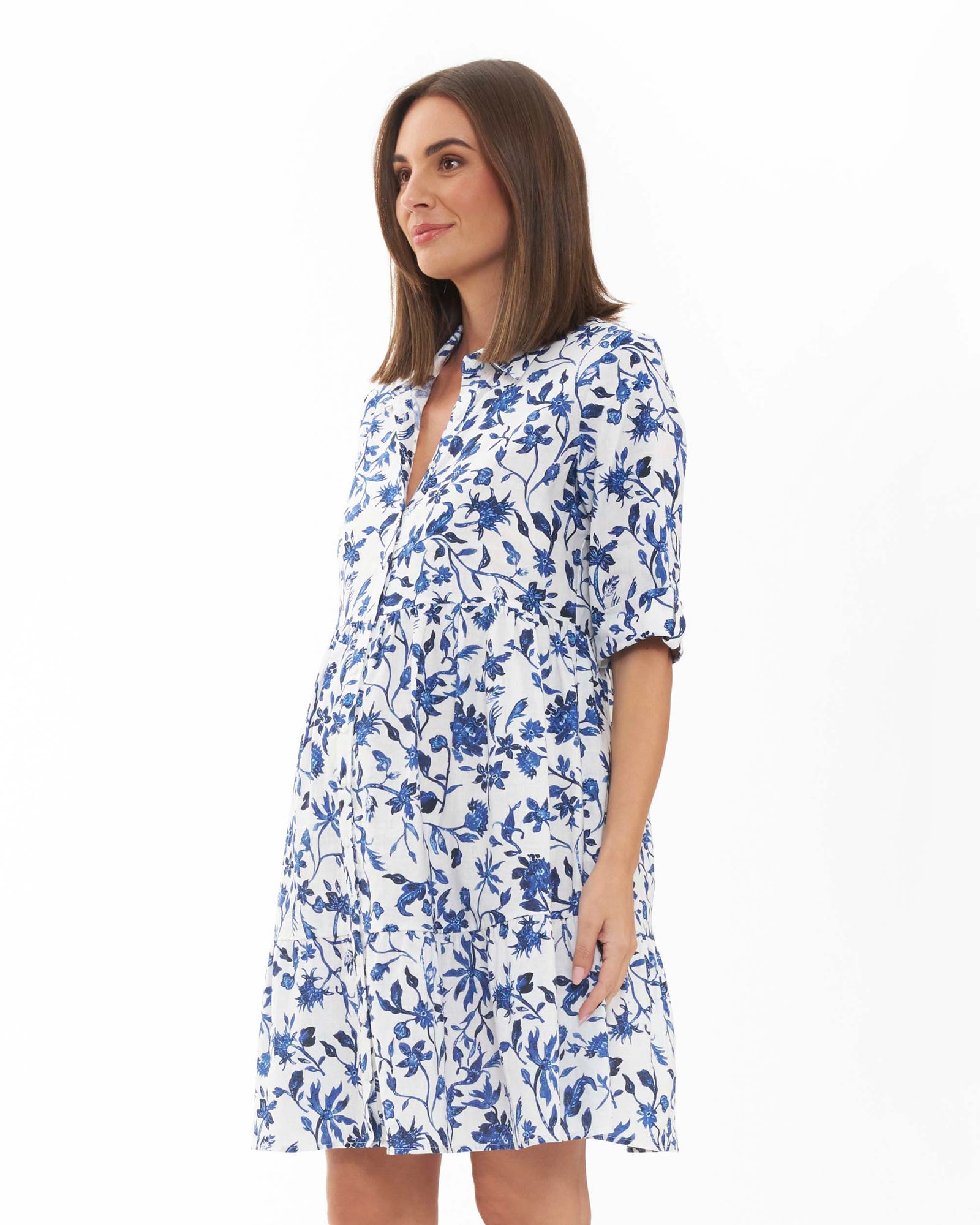 ‘Bella' Maternity & Nursing Linen Dress