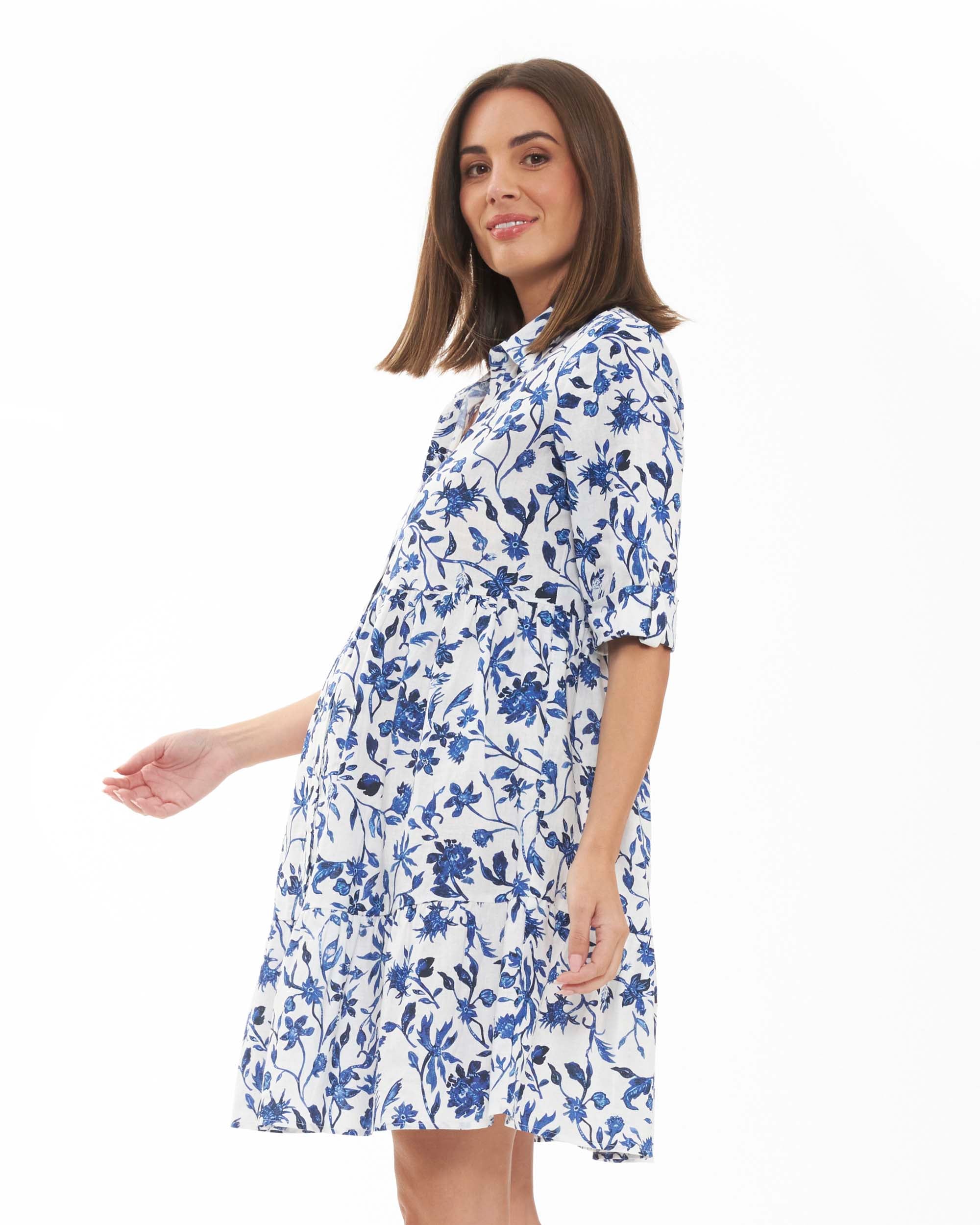 ‘Bella&#39; Maternity &amp; Nursing Linen Dress