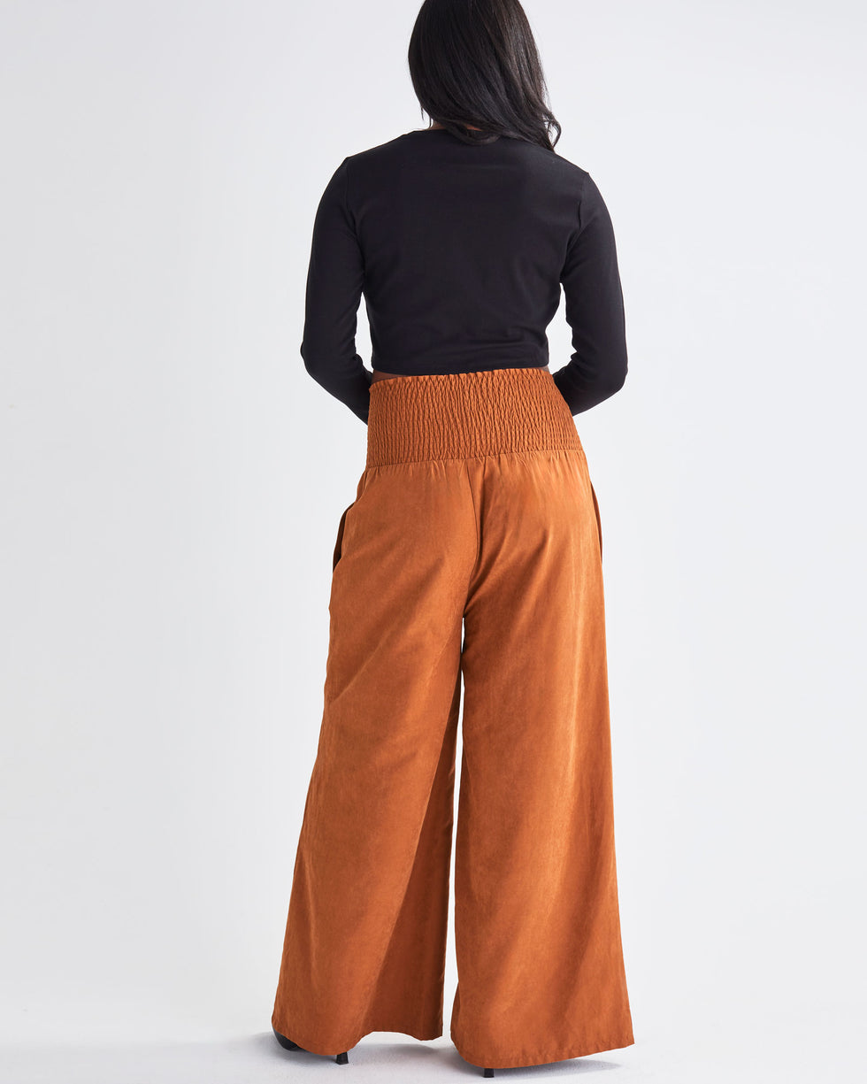 &#39;Stacie&#39; Vegan-Suede Maternity Pants - Honey