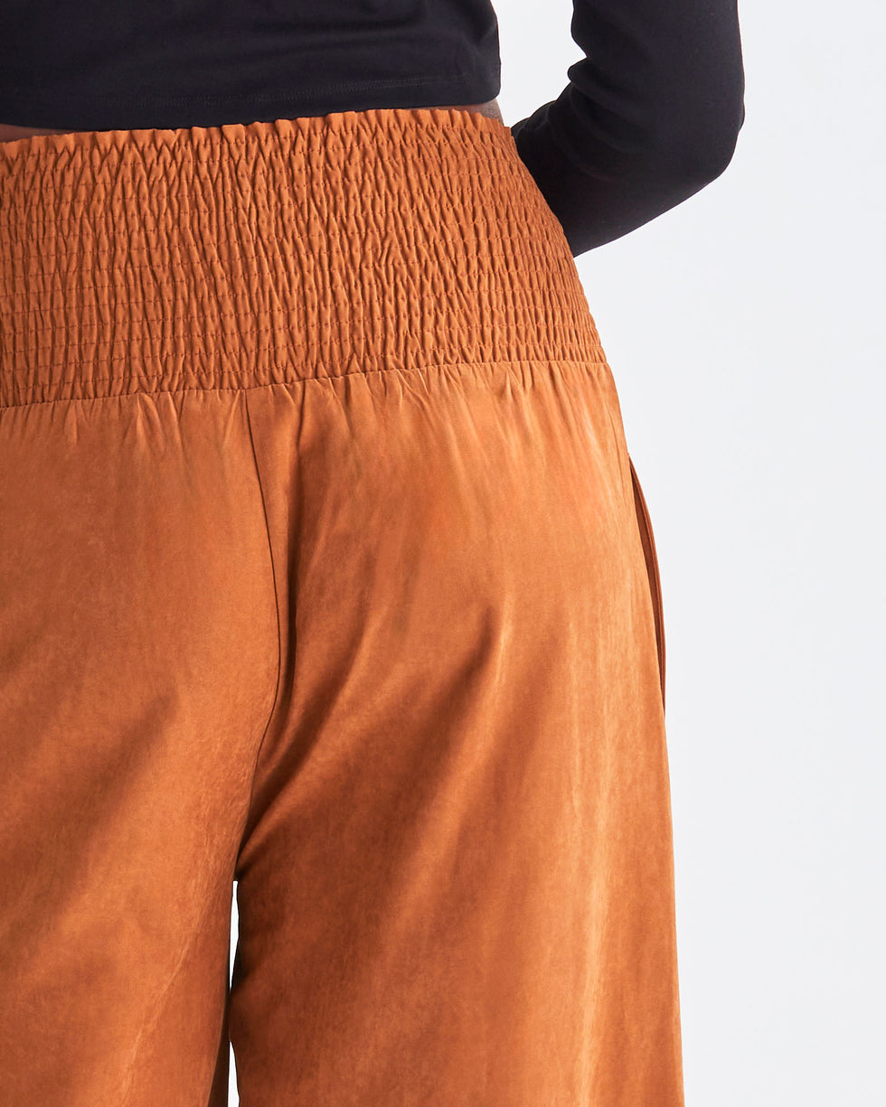 &#39;Stacie&#39; Vegan-Suede Maternity Pants - Honey