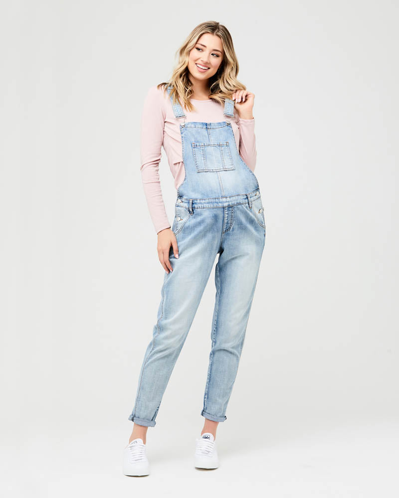 Denim Maternity Overalls - Pale Blue
