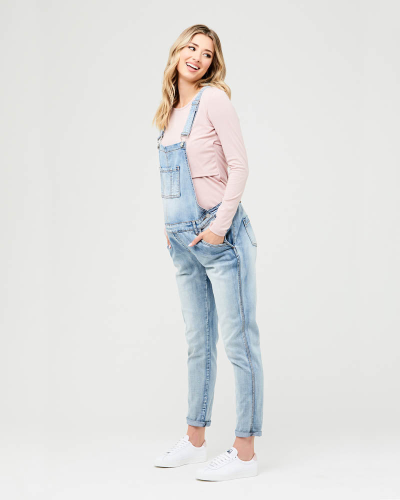 Denim Maternity Overalls - Pale Blue