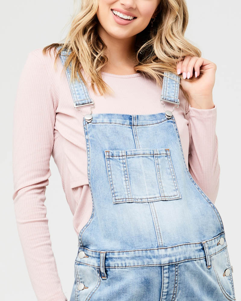 Denim Maternity Overalls - Pale Blue