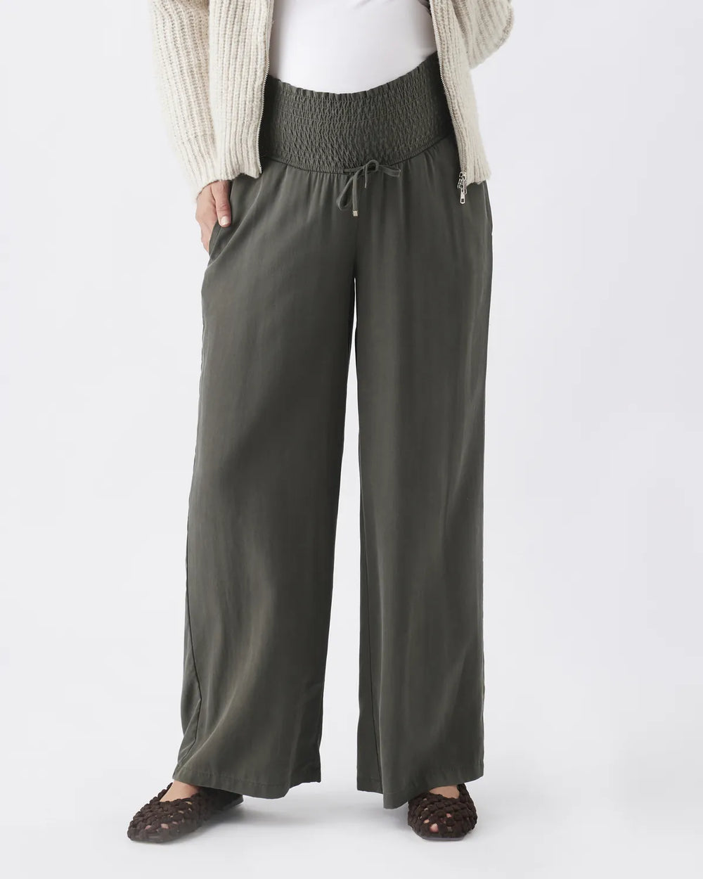 Wide Leg Tencel Pant - Olive
