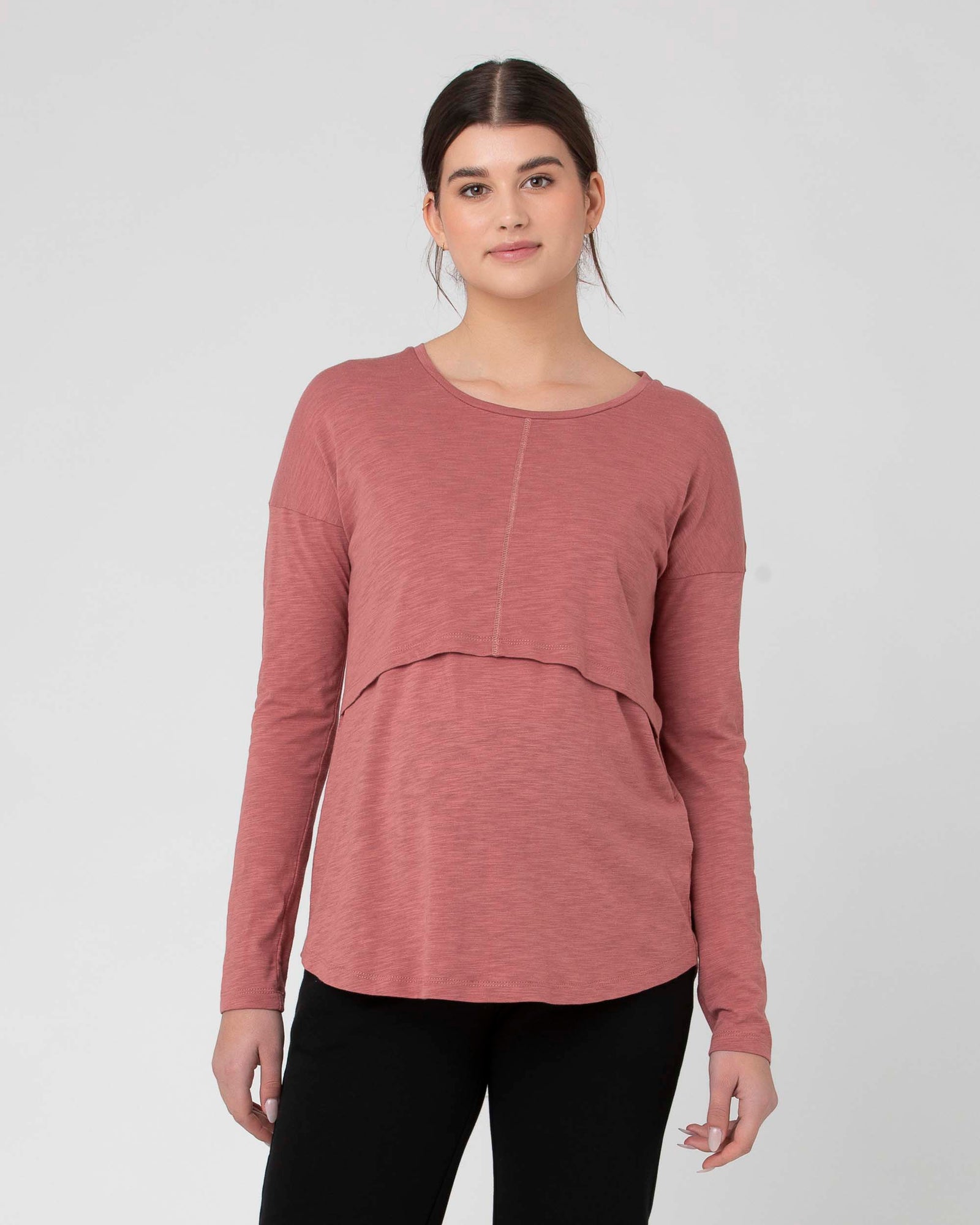 'Richie' Long Sleeve Nursing Tee - Rouge