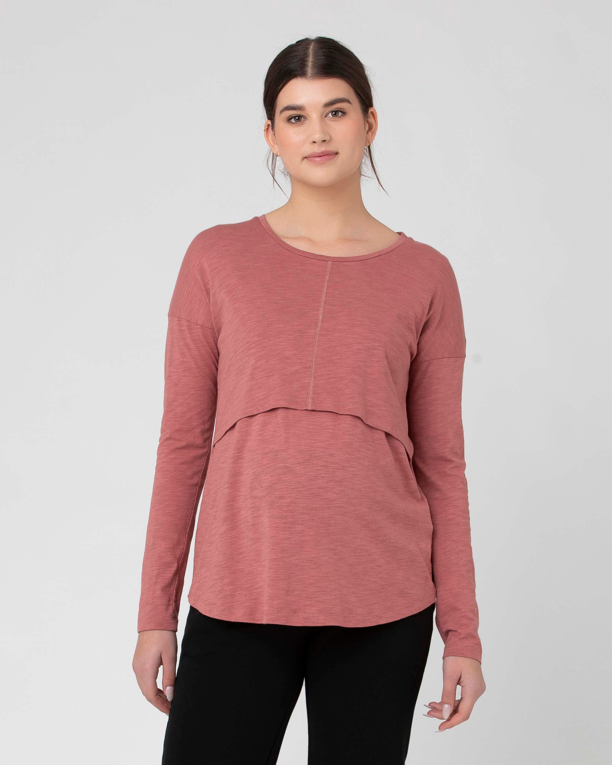 Ripe Maternity 'Richie' Long Sleeve Nursing Tee - Rouge