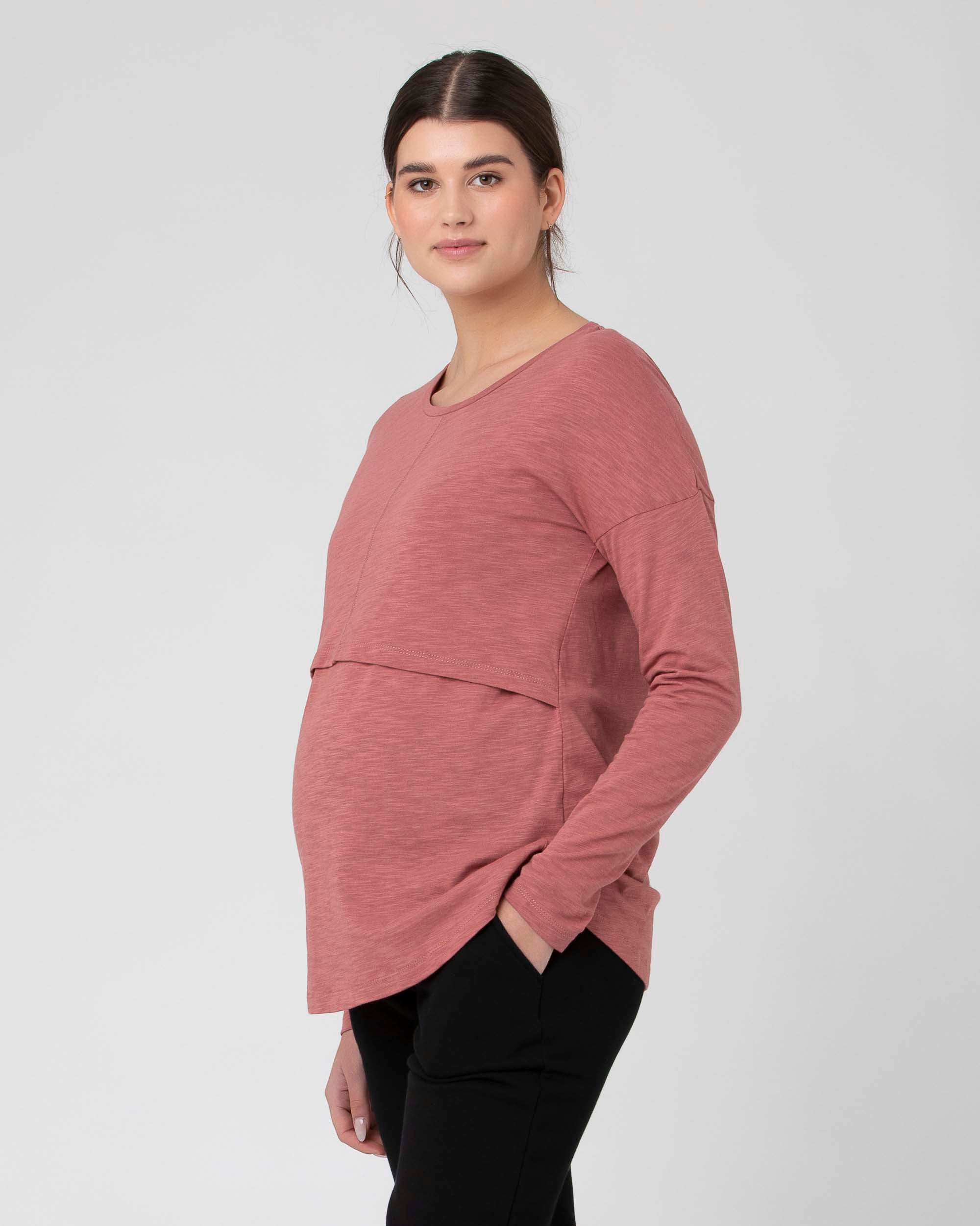 &#39;Richie&#39; Long Sleeve Nursing Tee - Rouge