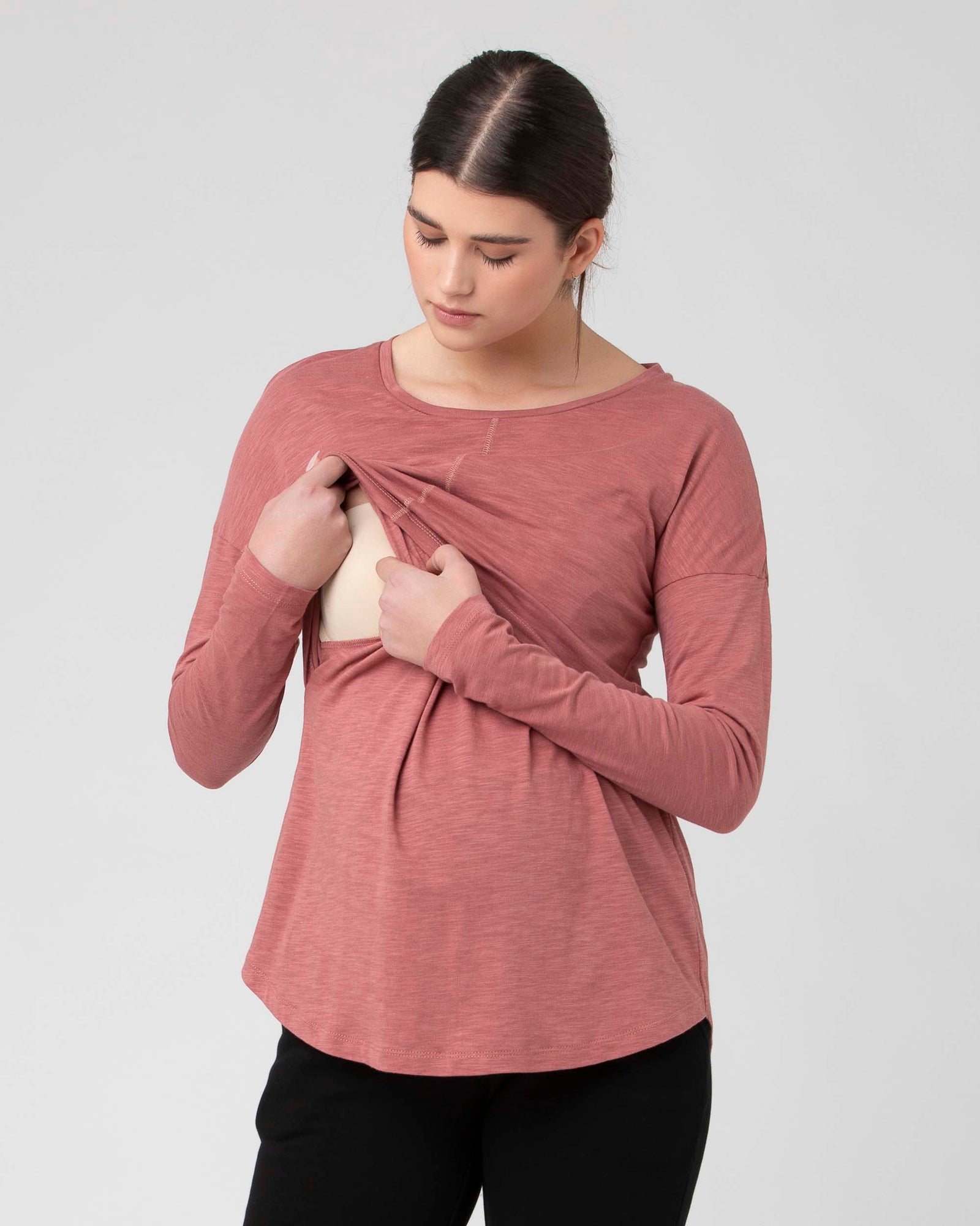 'Richie' Long Sleeve Nursing Tee - Rouge