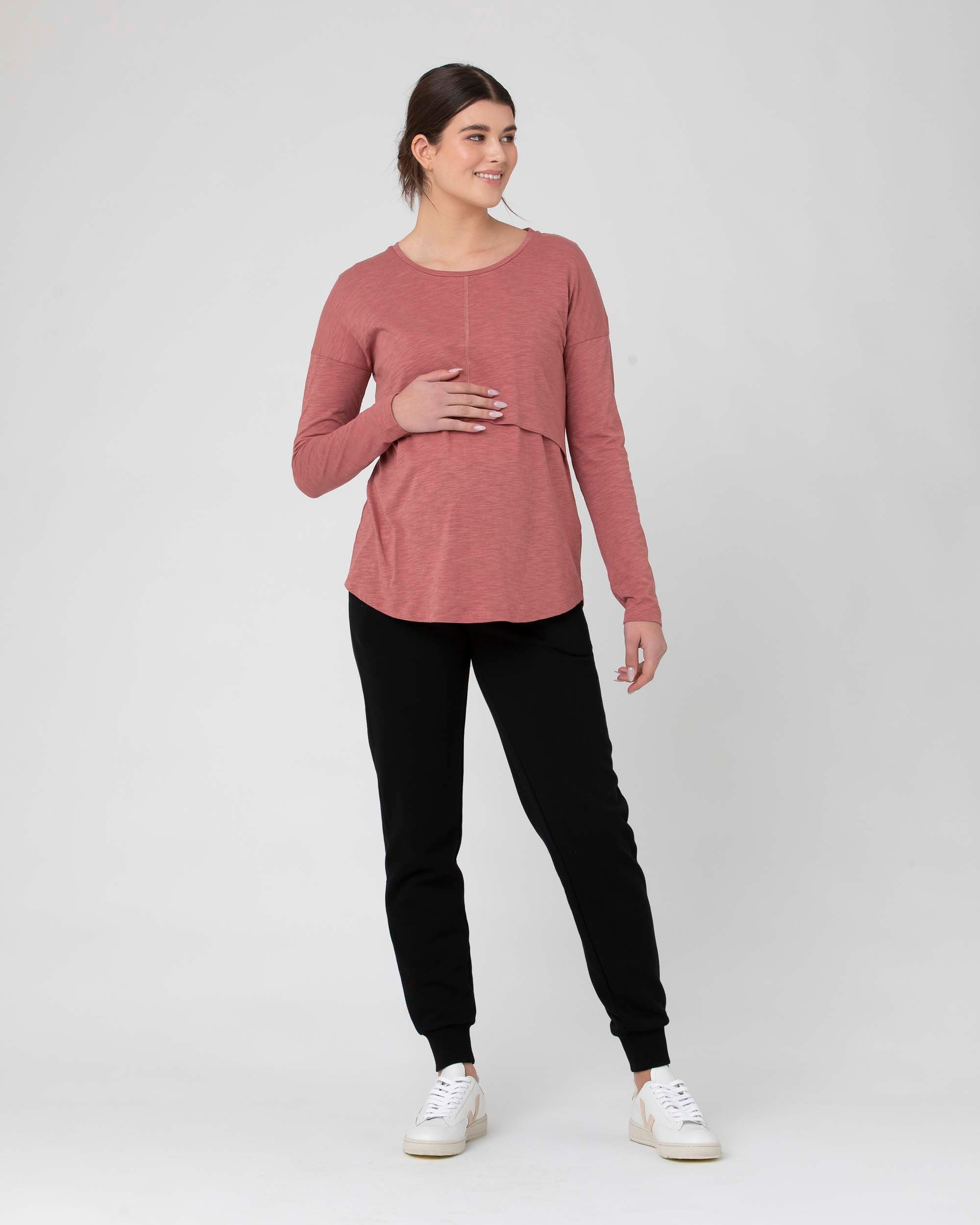 &#39;Richie&#39; Long Sleeve Nursing Tee - Rouge