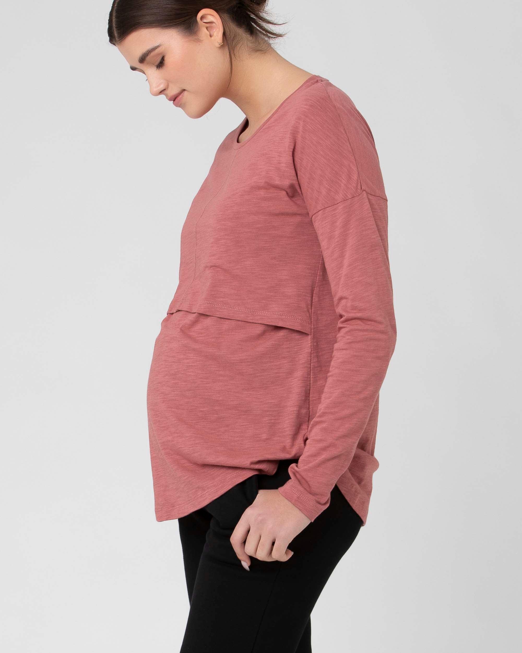 &#39;Richie&#39; Long Sleeve Nursing Tee - Rouge