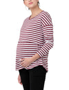 &#39;Lionel&#39; Long Sleeve Nursing Tee - Maroon / White