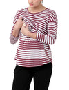 &#39;Lionel&#39; Long Sleeve Nursing Tee - Maroon / White