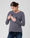 Ripe Maternity Stripe Layered Nursing Top - Indigo/White