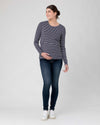 Ripe Maternity Stripe Layered Nursing Top - Indigo/White